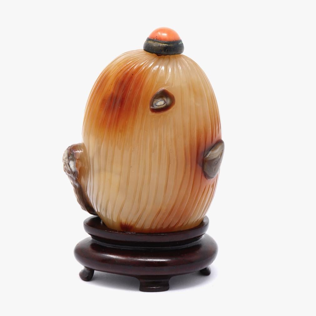 Qing Antica tabacchiera cinese in calcedonio 