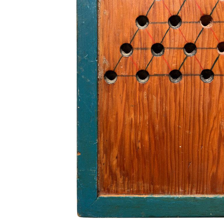 20th Century Antique Chinese Checkers Game Board with Original Paint and Blue Accents For Sale