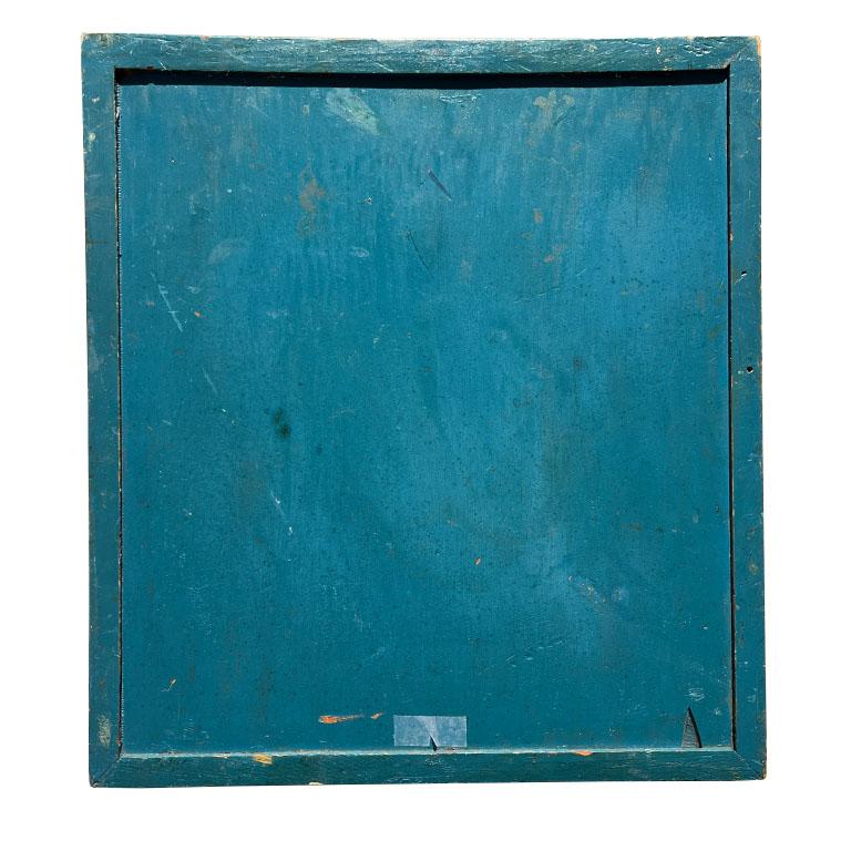 Antique Chinese Checkers Game Board with Original Paint and Blue Accents For Sale 1
