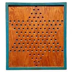 Antica tavola da gioco della dama cinese con vernice originale e accenti blu