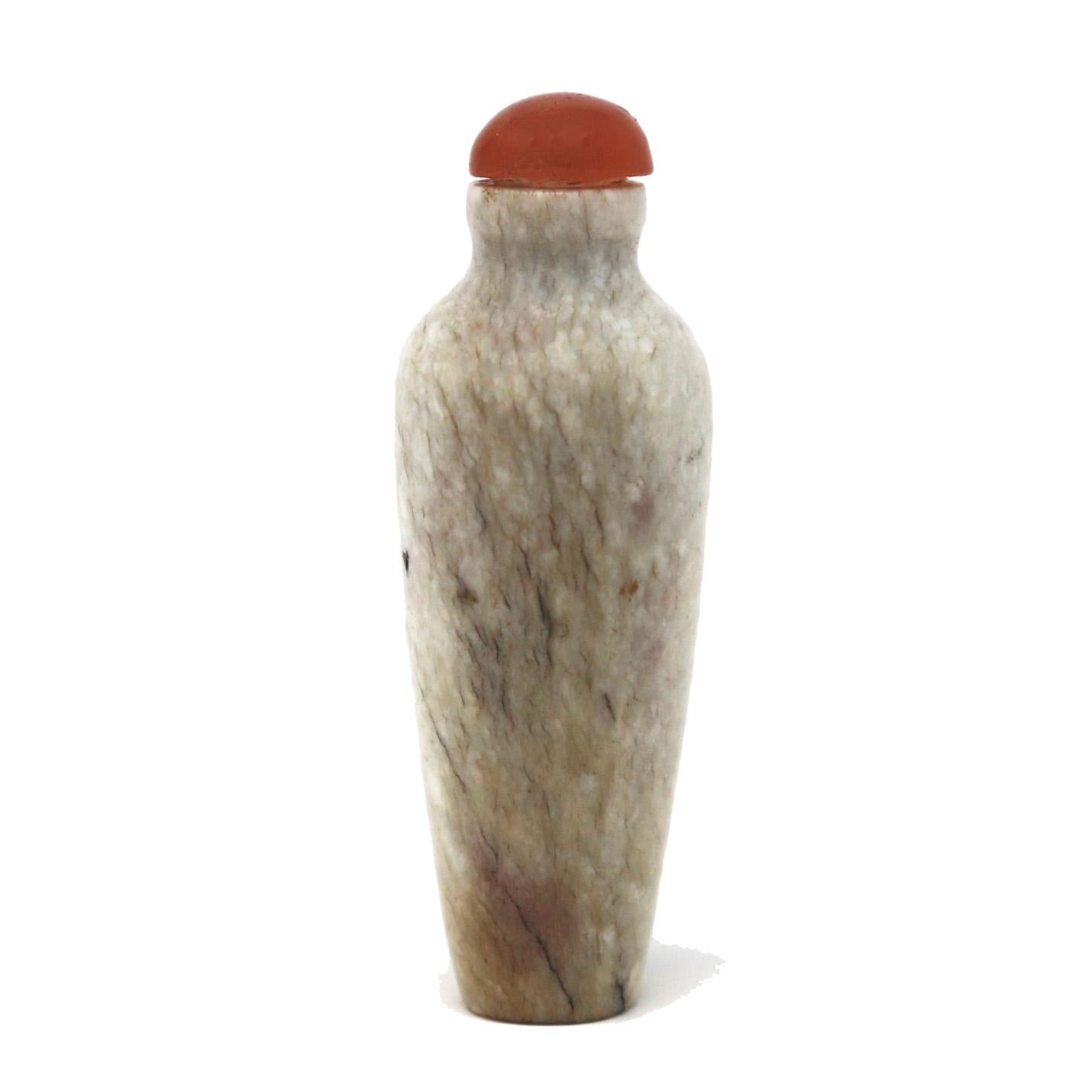 Carved Antique Chinese Chicken-Bone Jade Snuff Bottle