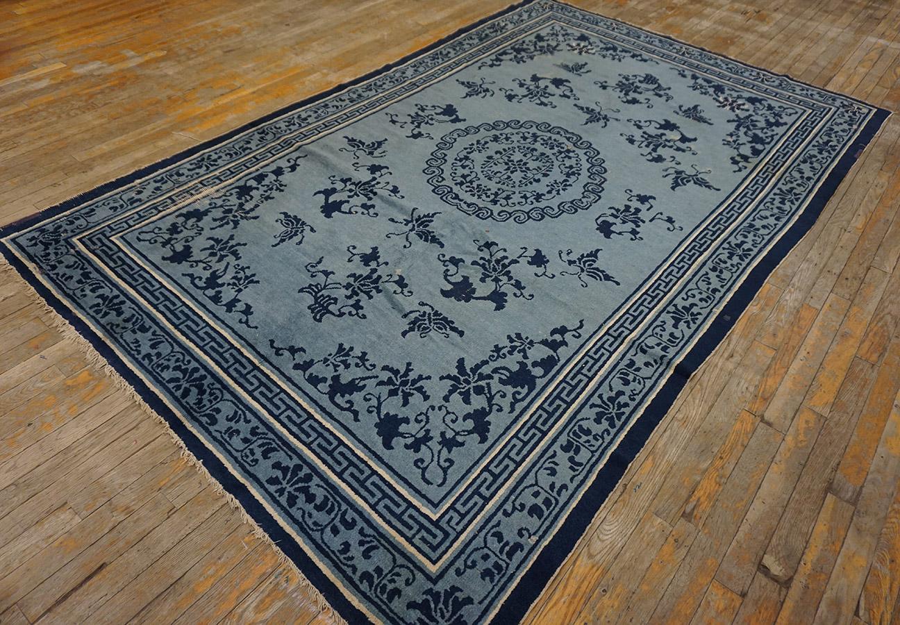 Hand-Knotted Mid 19th Century Chinese Ningxia Carpet ( 5'7