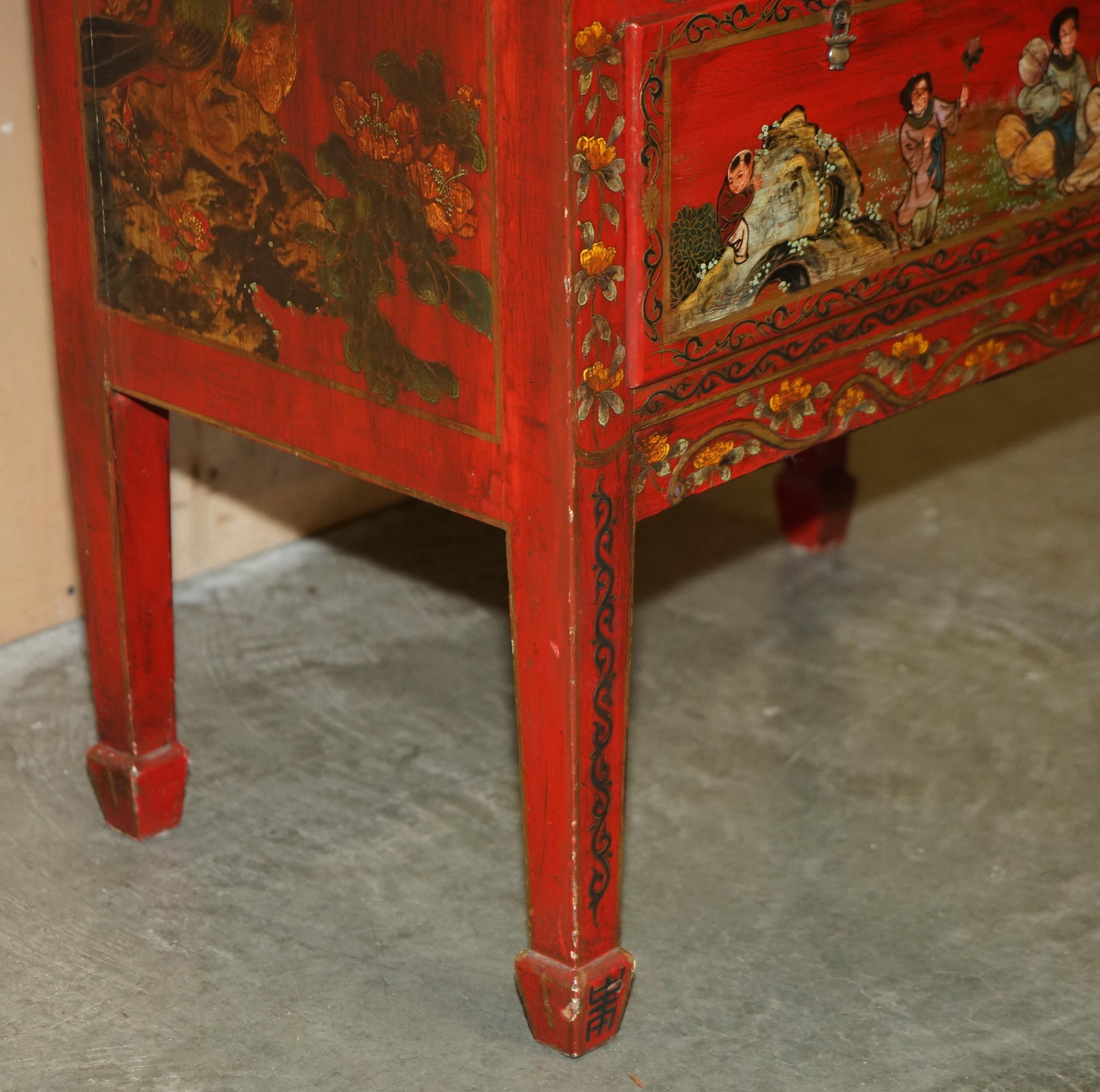 ANTIQUE CHINESE CHiNOISERIE HAND PAINTED & LACQUERED SECRATIARE LIBRARY BOOKCASE 5