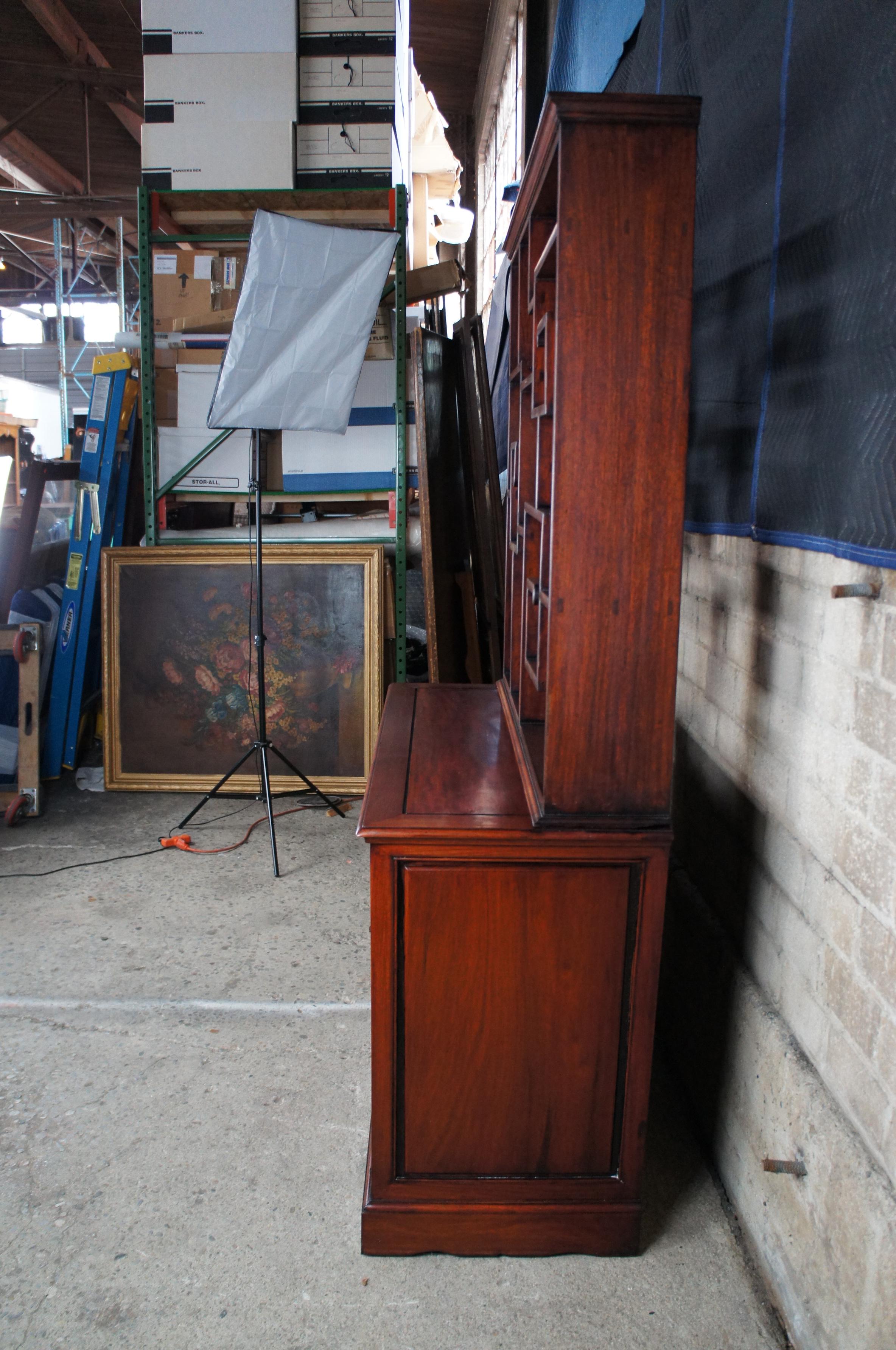 Antique Chinese Chinoiserie Ming Rosewood Etagere Bookcase Console Cabinet 5