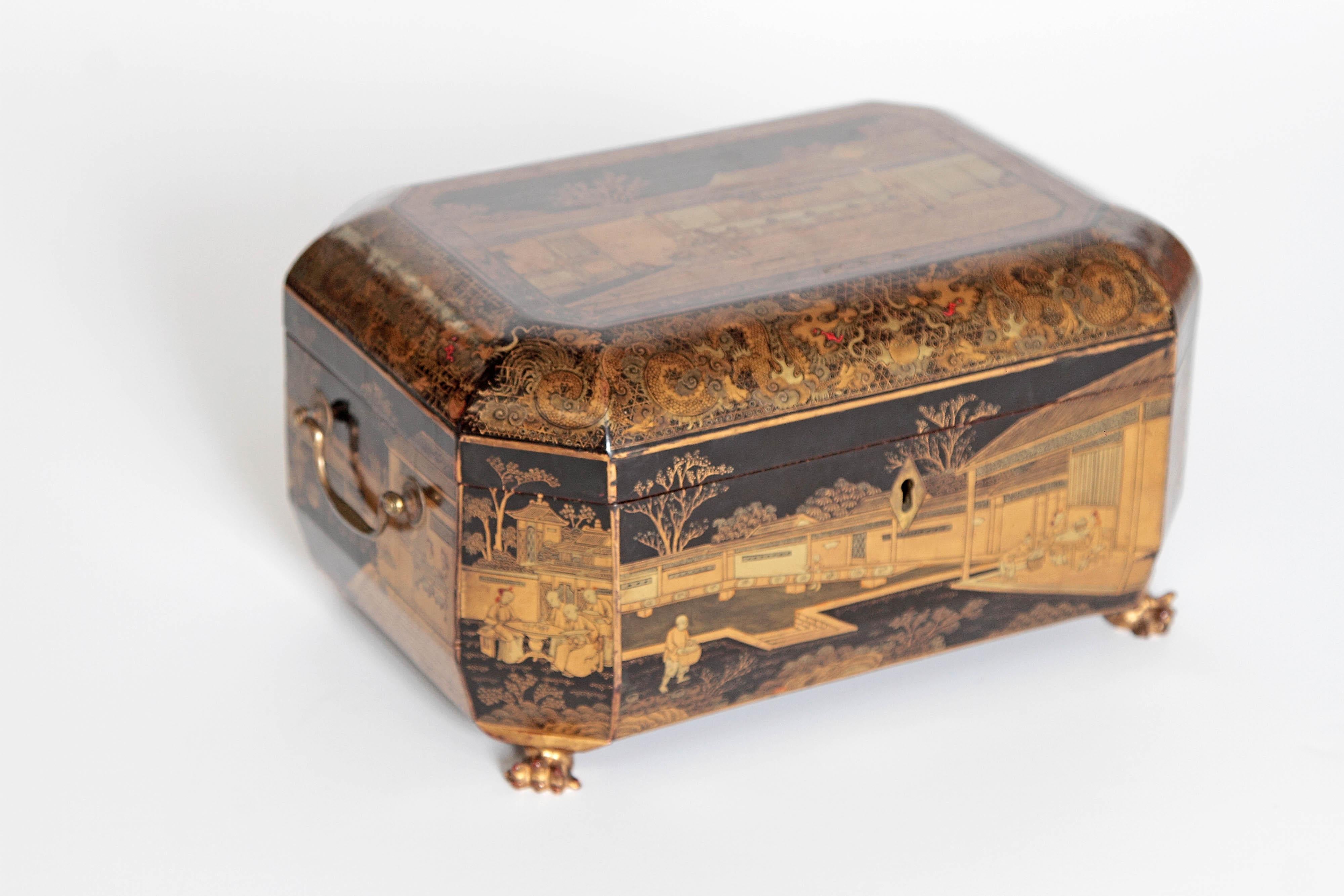 Hand-Painted Antique Chinese Chinoiserie Sewing / Work Box