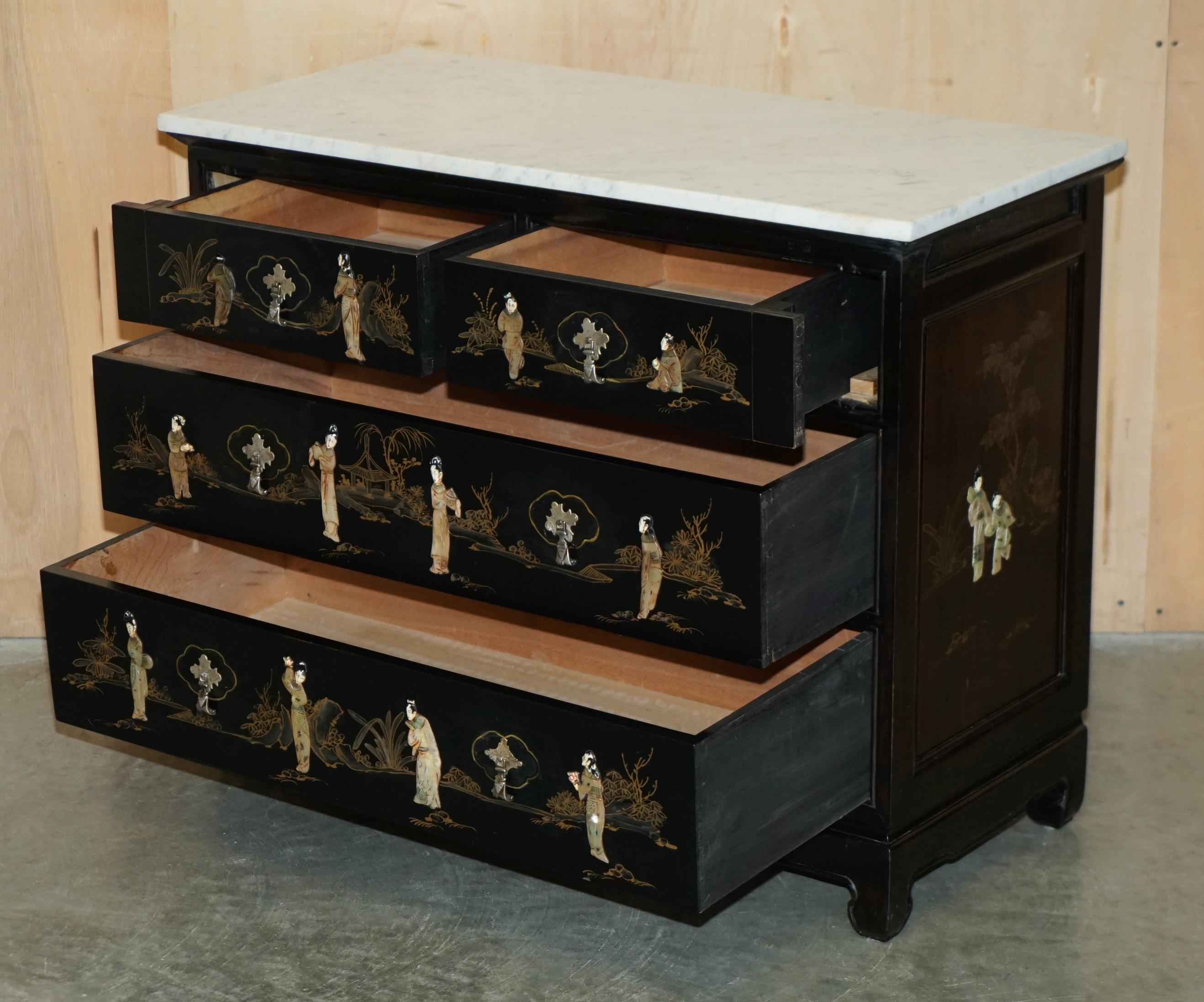 ANTIQUE CHINESE CHINOiSERIE SOAPSTONE CARVED COMMODE CHEST OF DRAWERS ...