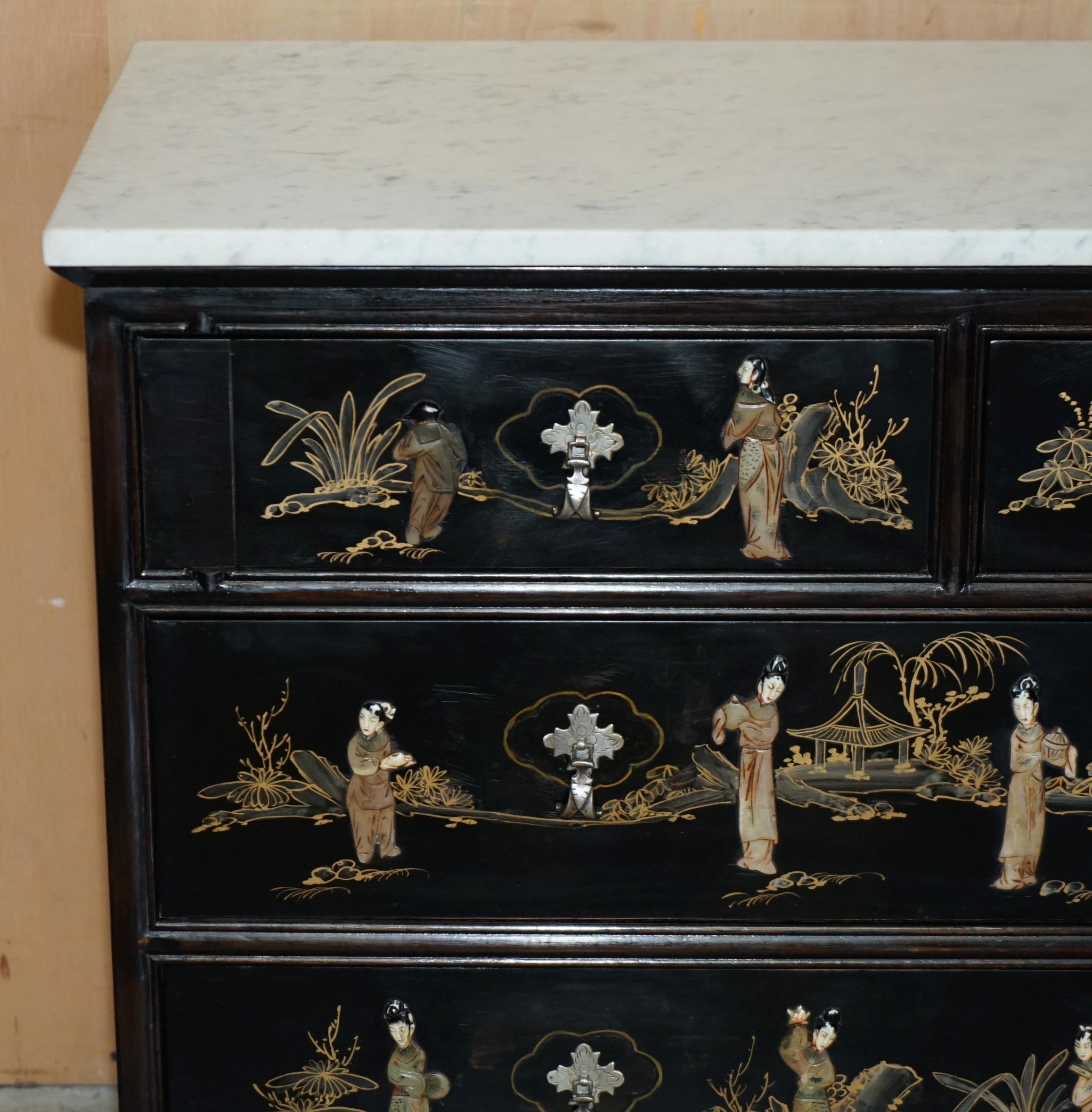 ANTIQUE CHINESE CHINOiSERIE SOAPSTONE CARVED COMMODE CHEST OF DRAWERS ...
