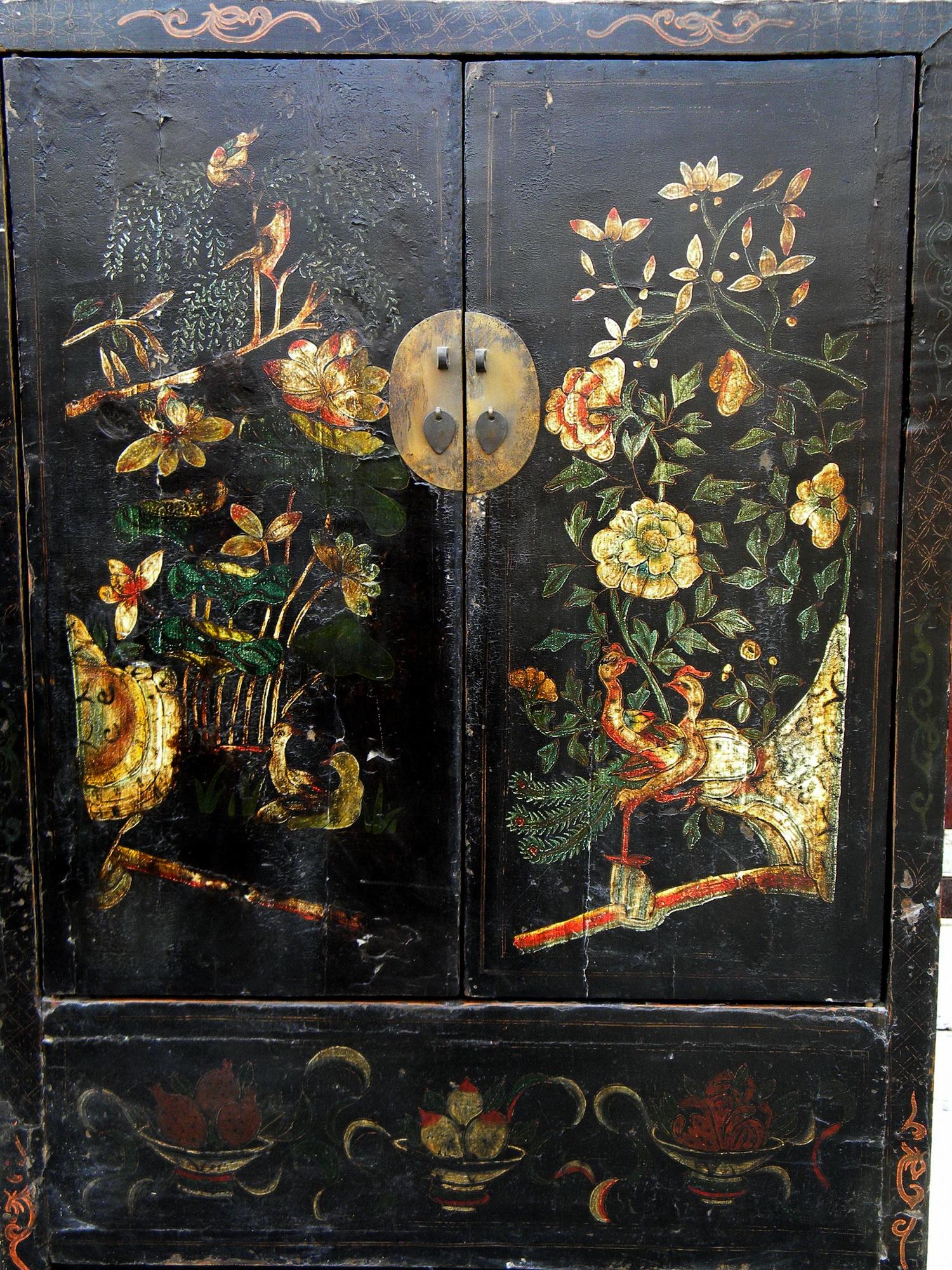 Elm Antique Chinese Chinoiserie Style Cabinet 1 For Sale