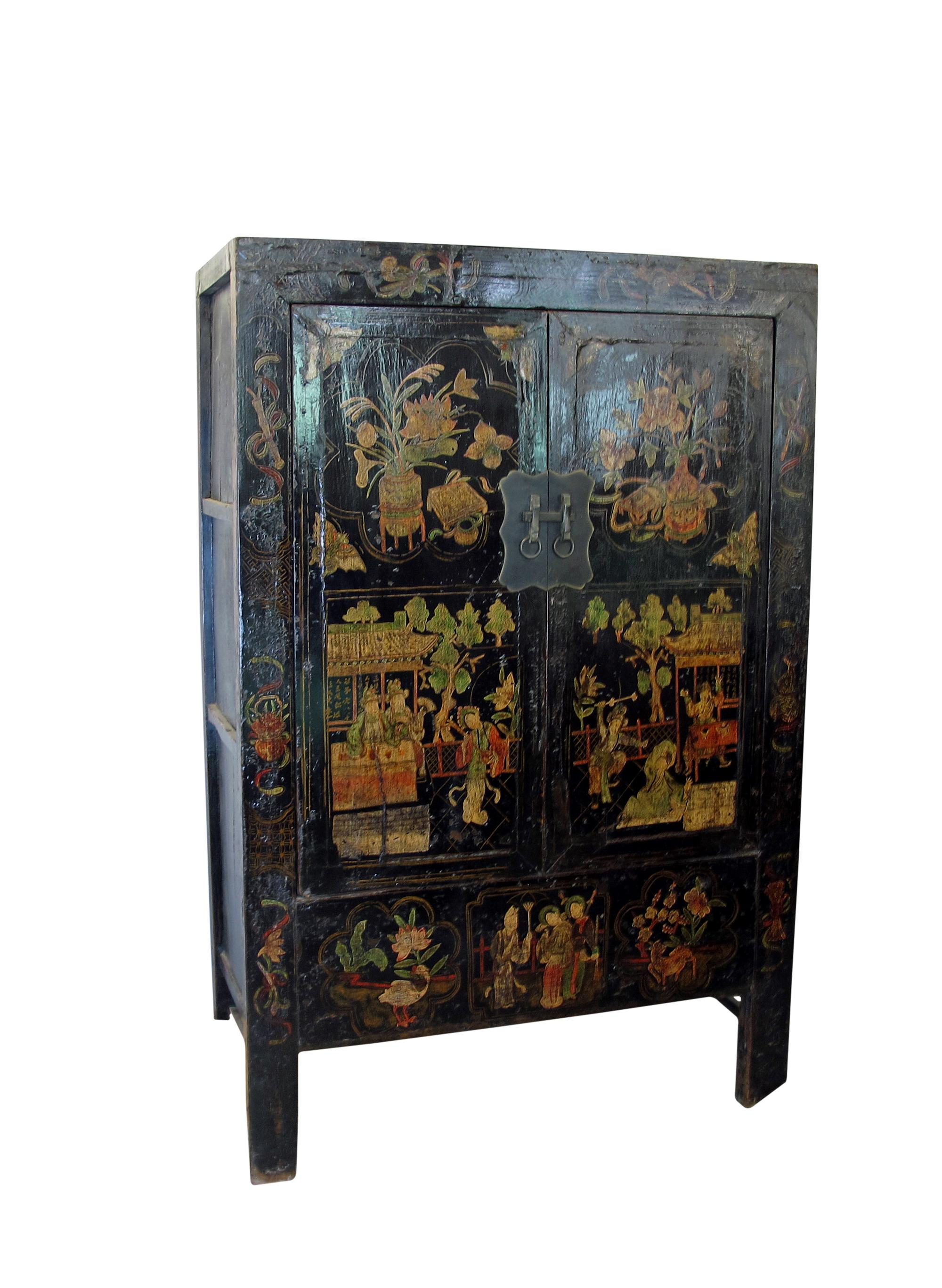 Antique Chinese Chinoiserie-Style Cabinet 2 For Sale 3