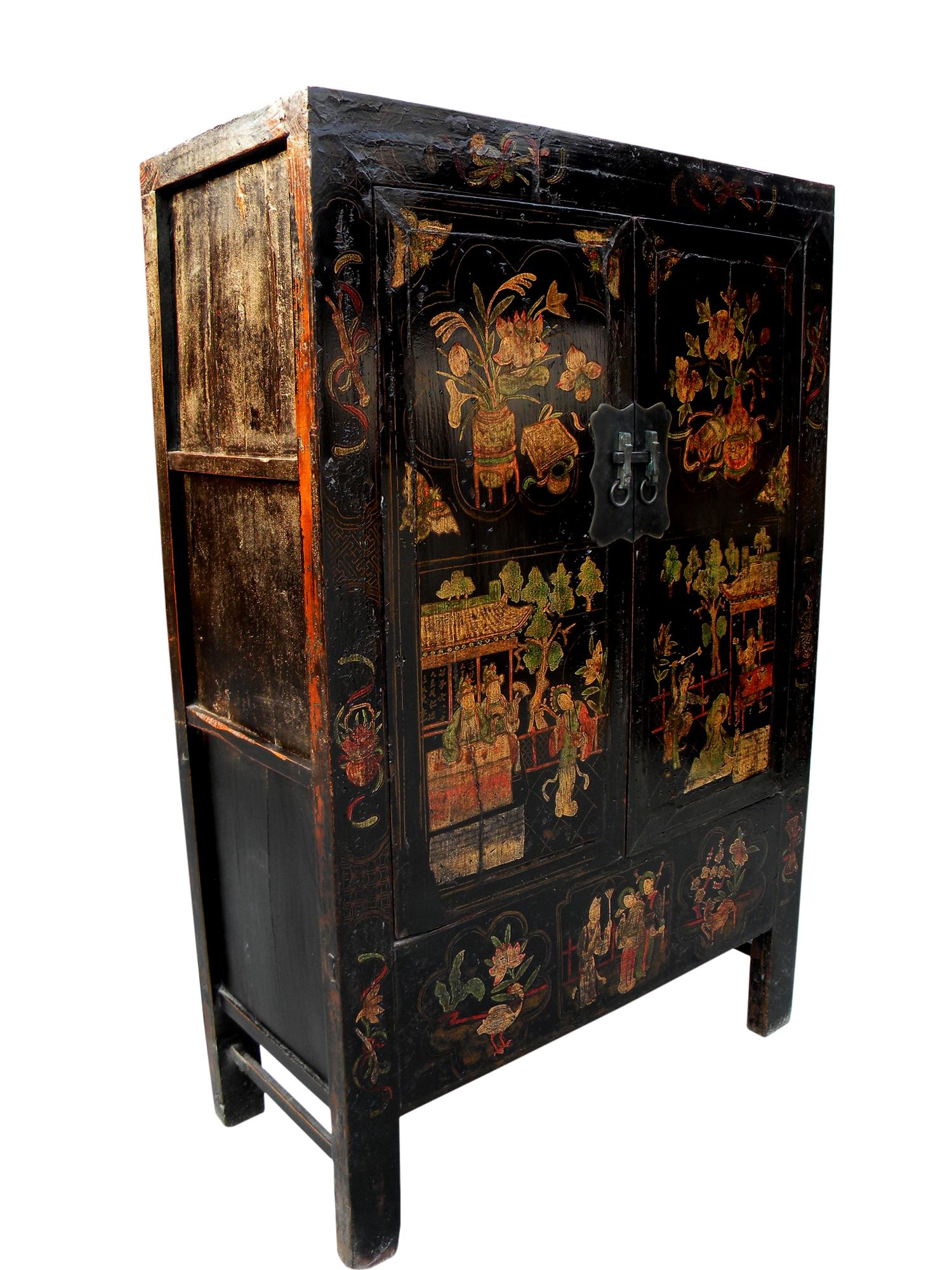 Elm Antique Chinese Chinoiserie-Style Cabinet 2 For Sale