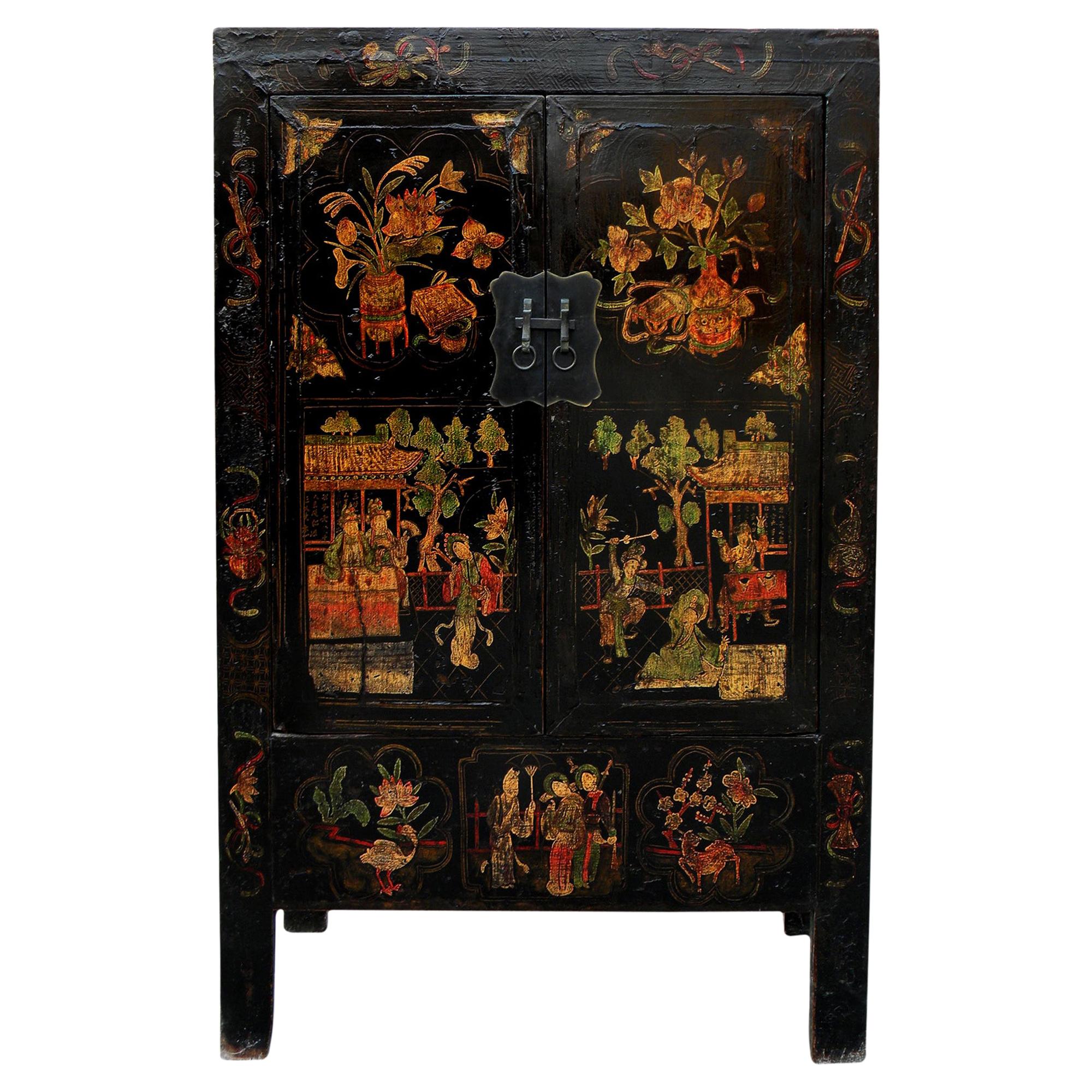 Antique Chinese Chinoiserie-Style Cabinet 2 For Sale