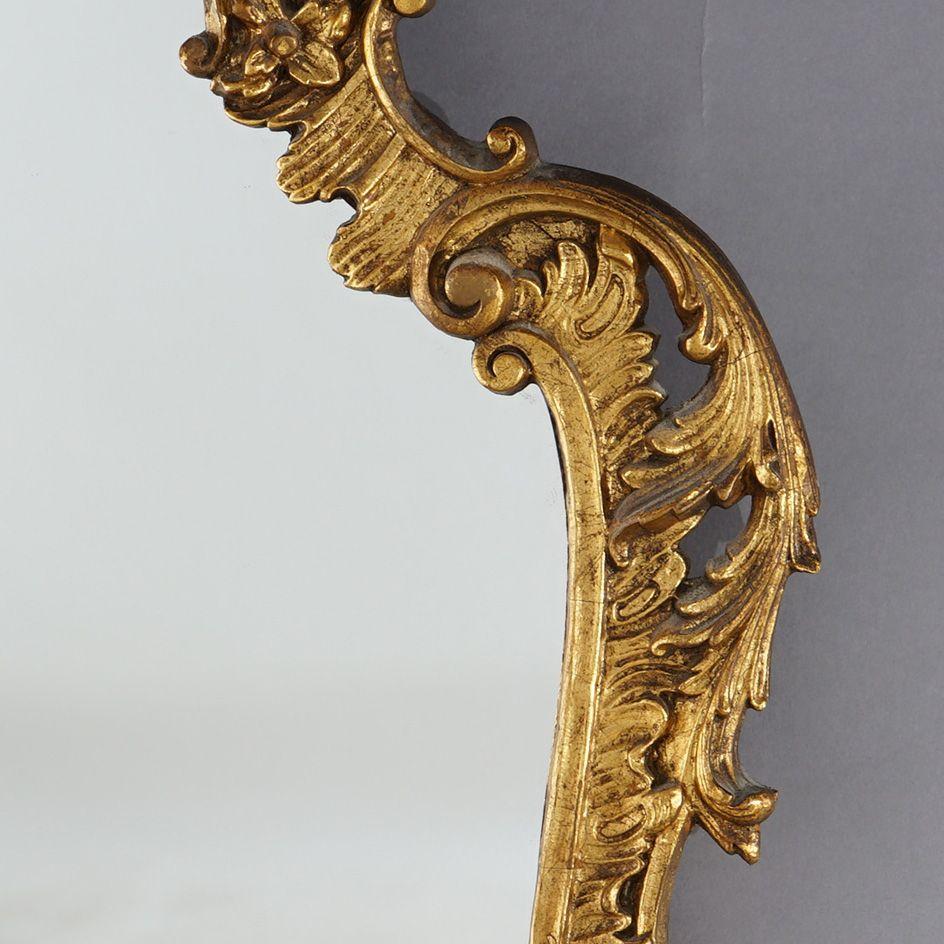 20th Century Antique Chinese Chippendale Figural Giltwood Wall Mirror with Phoenix Circa 1930