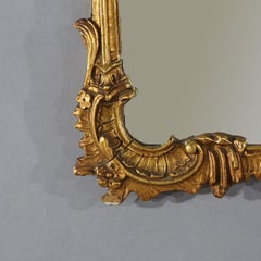 Antique Chinese Chippendale Giltwood Hanging Wall Mirror with Pagoda Crest C1930