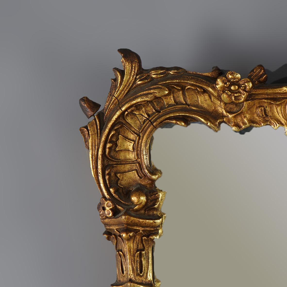 Antique Chinese Chippendale Giltwood Hanging Wall Mirror with Pagoda Crest C1930 For Sale 2
