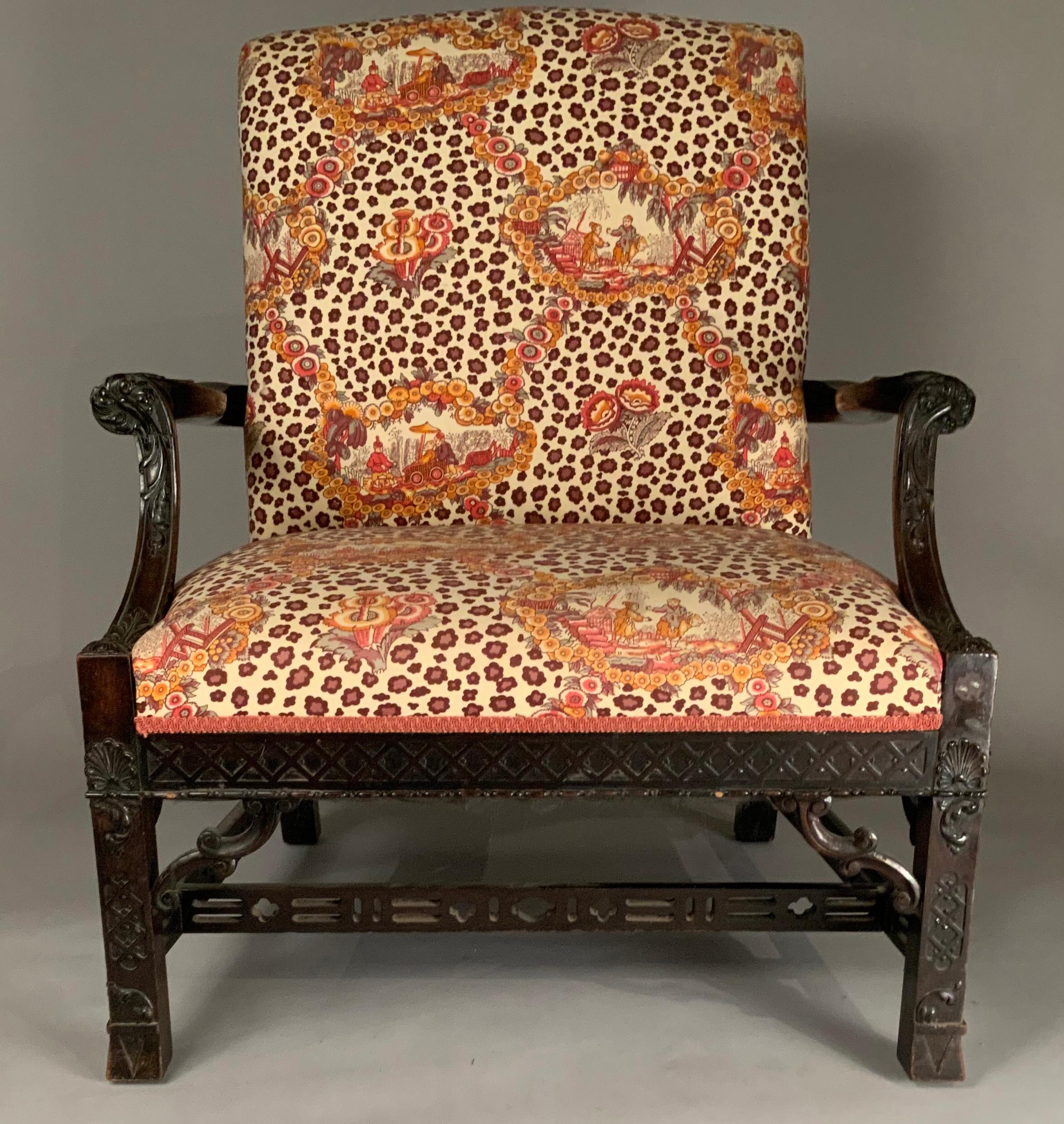 American Antique Chinese Chippendale Lounge Chair