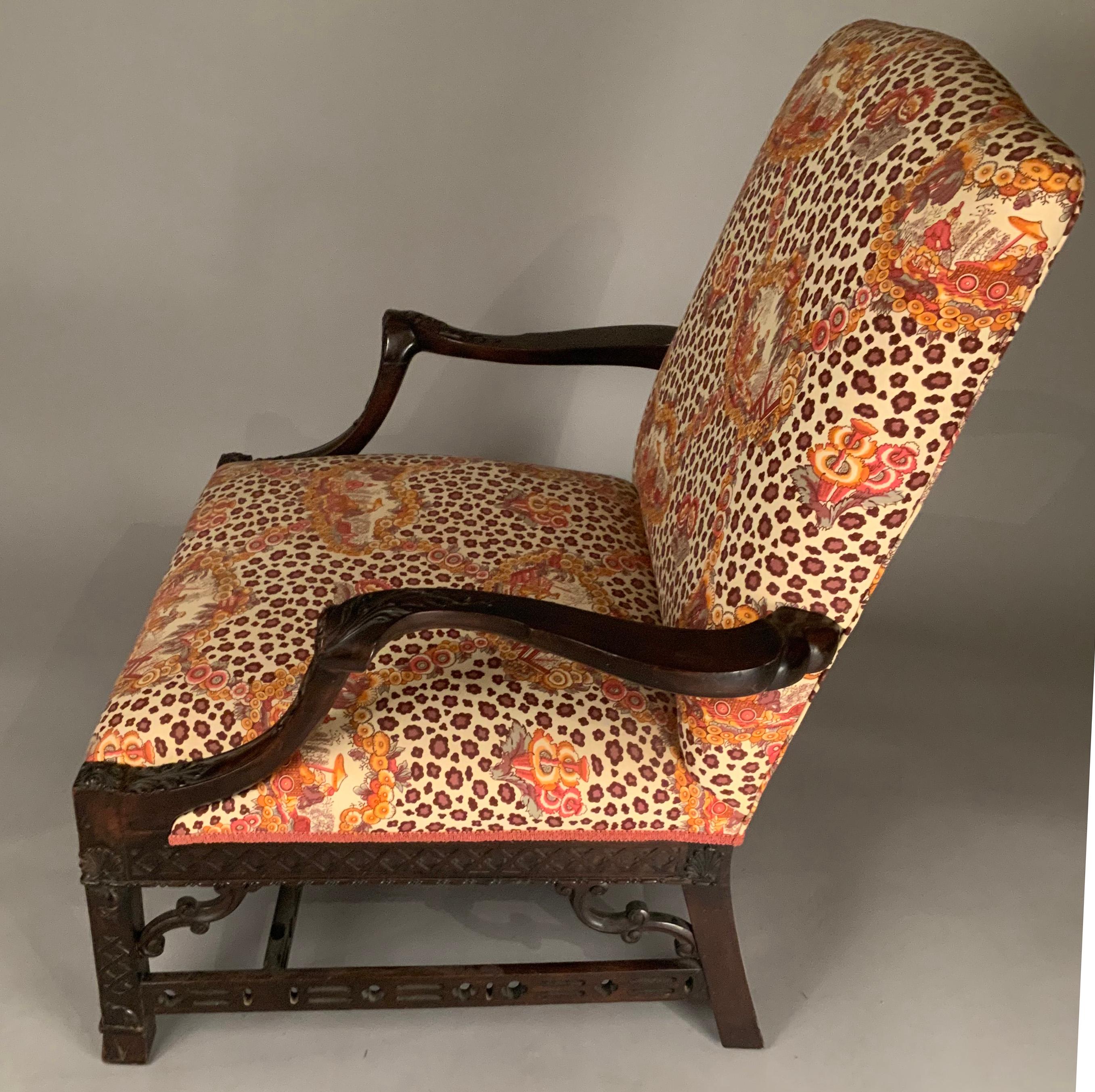 Mid-20th Century Antique Chinese Chippendale Lounge Chair