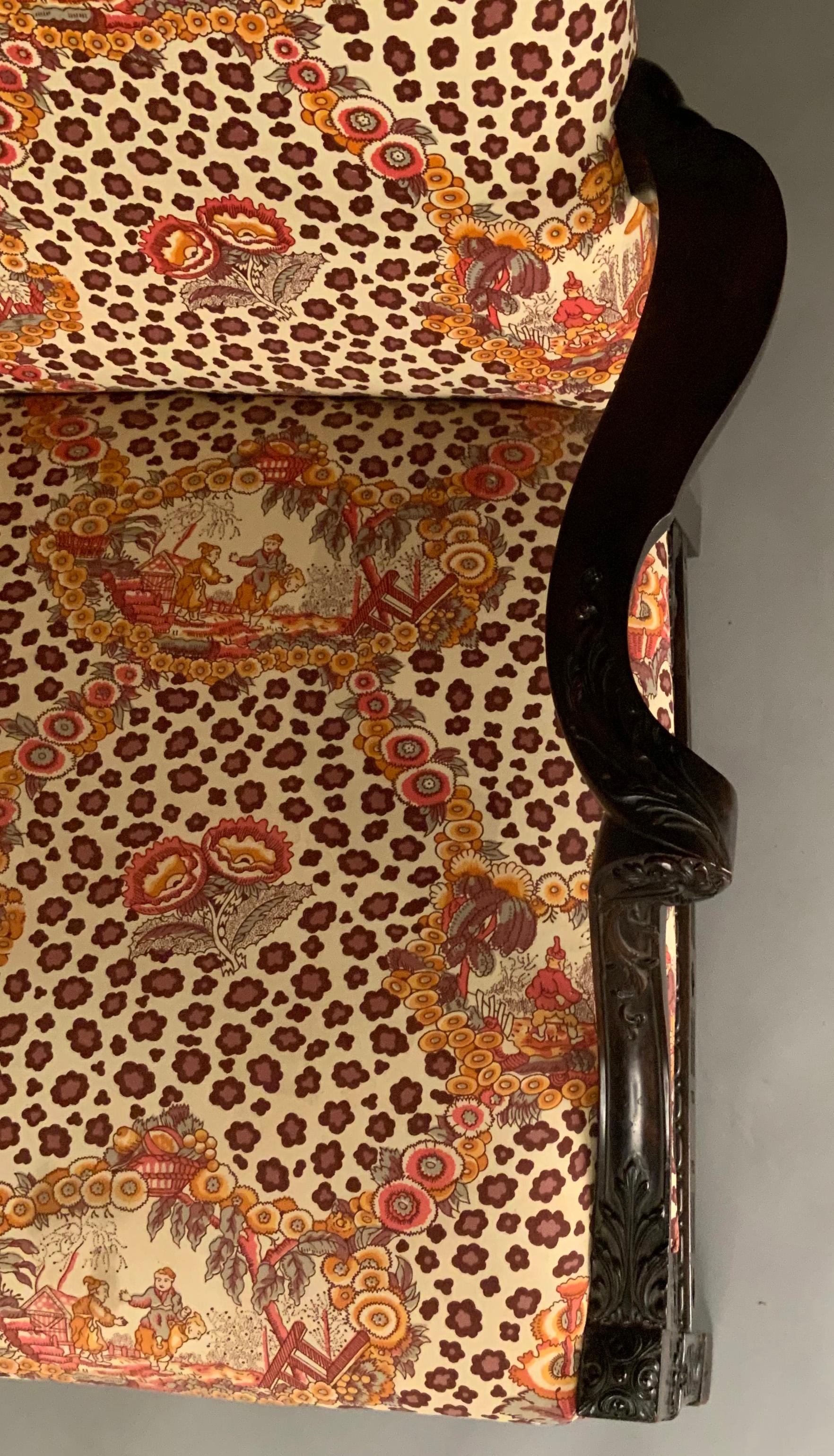 Chestnut Antique Chinese Chippendale Lounge Chair