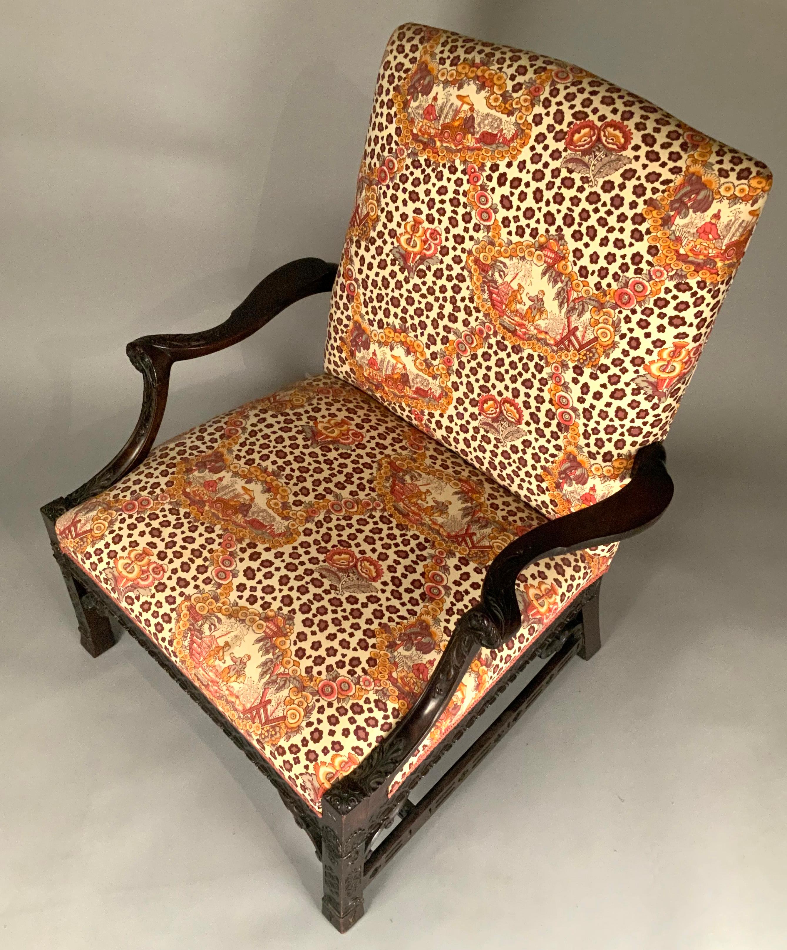 Antique Chinese Chippendale Lounge Chair 3