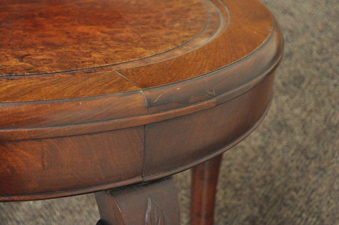 20th Century Antique Chinese Chippendale Mahogany Burl Wood Ball and Claw Round Side Table For Sale