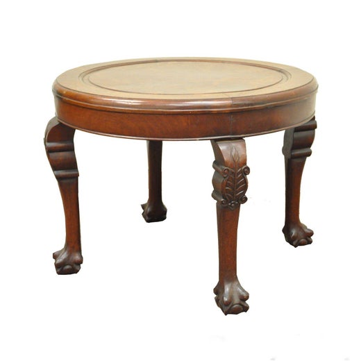 Antique Chinese Chippendale Mahogany, Antique Round End Table With Claw Feet