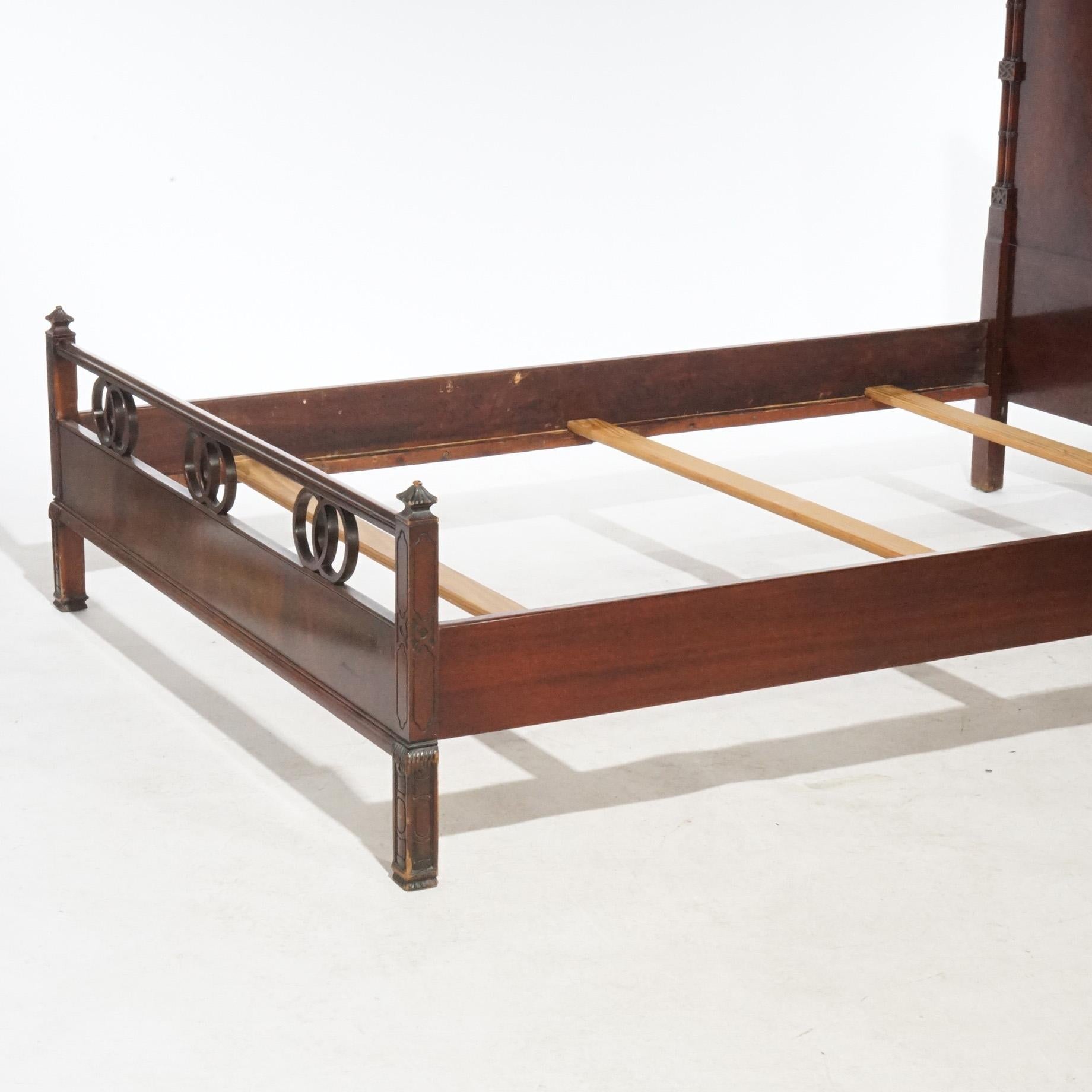 Antique Chinese Chippendale Mahogany Double Bed Circa 1930 For Sale 11