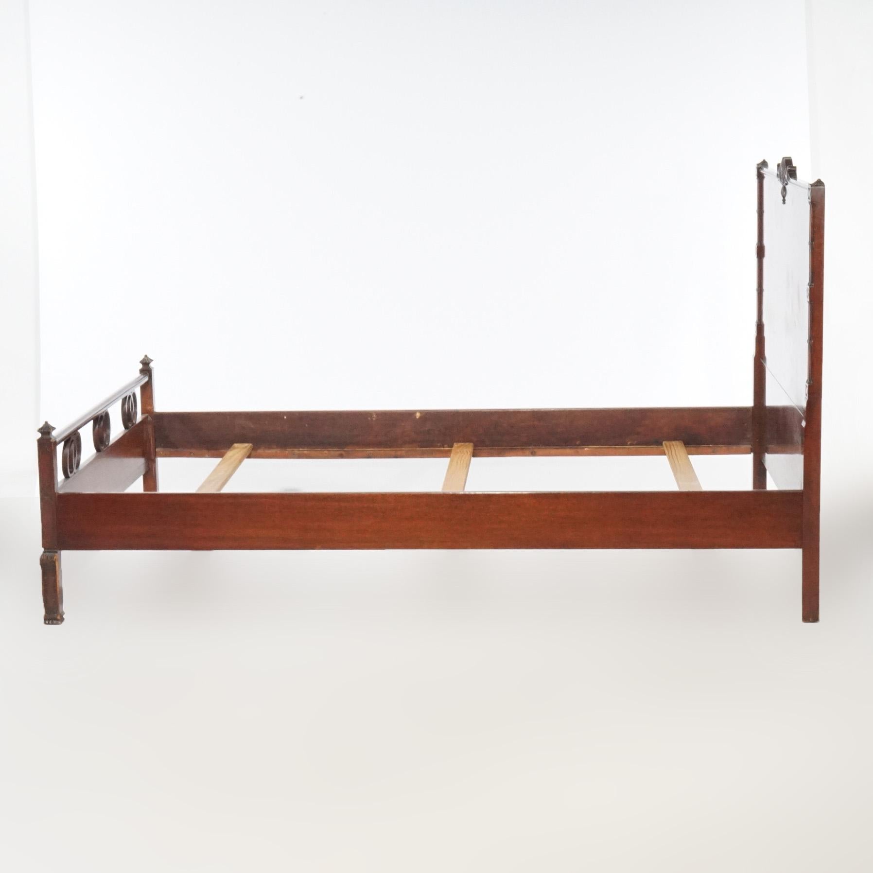 Antique Chinese Chippendale Mahogany Double Bed Circa 1930 13