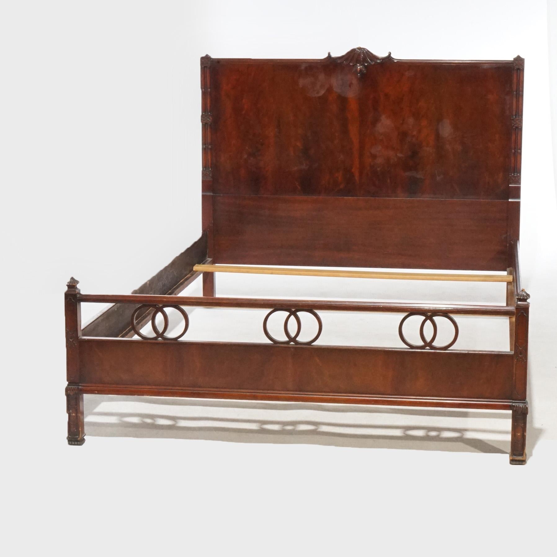 Antique Chinese Chippendale Mahogany Double Bed Circa 1930 In Good Condition For Sale In Big Flats, NY