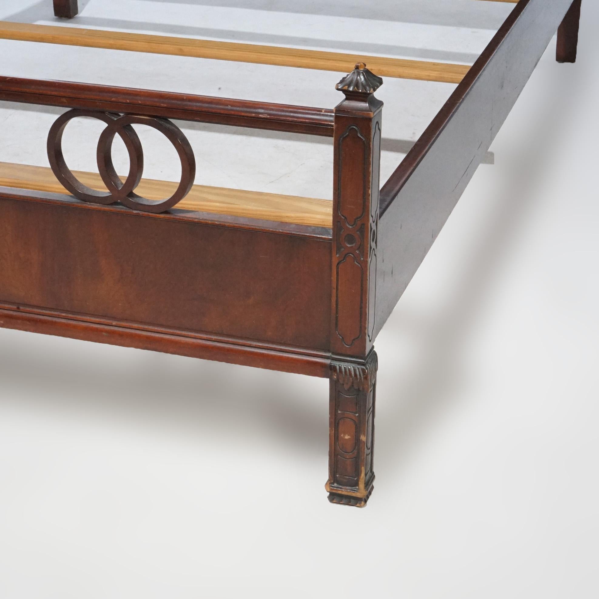 20th Century Antique Chinese Chippendale Mahogany Double Bed Circa 1930 For Sale