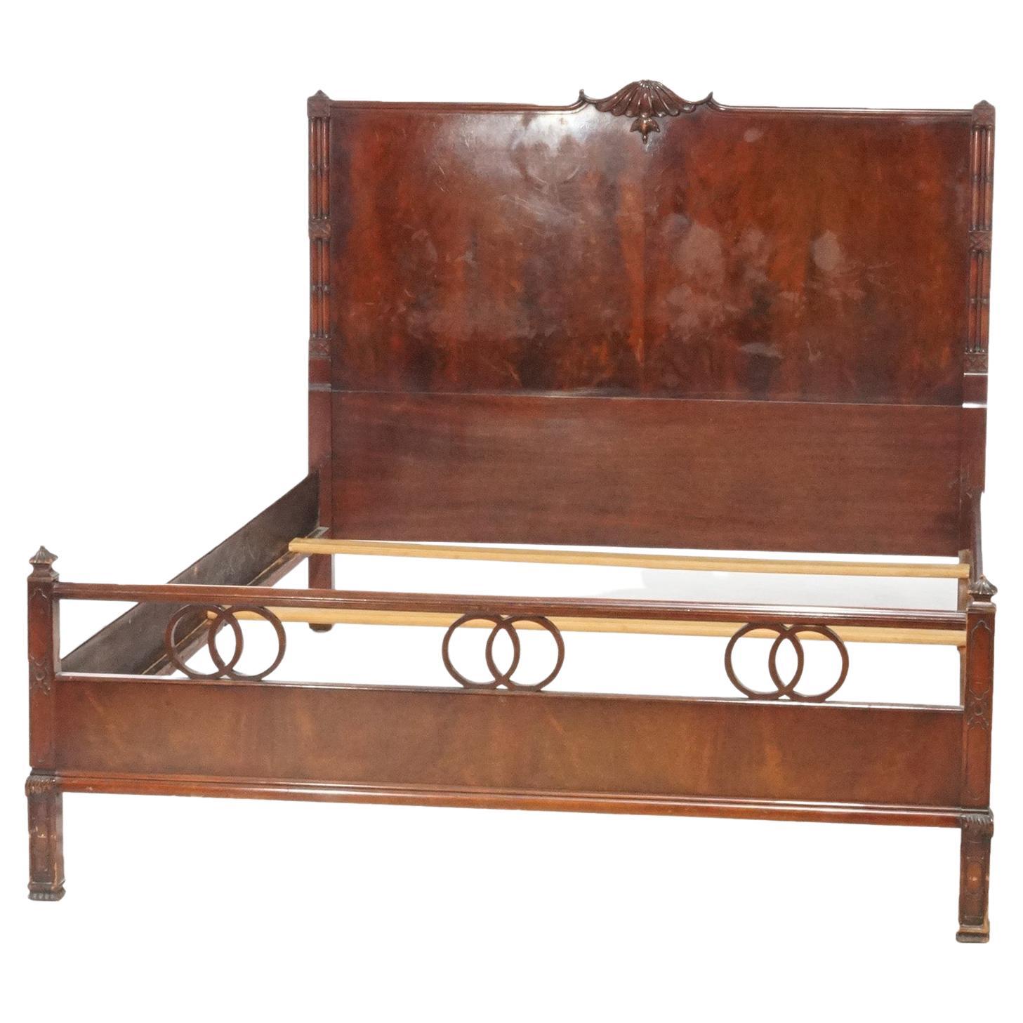 Antique Chinese Chippendale Mahogany Double Bed Circa 1930