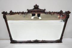 Antique Chinese Chippendale Mahogany Pagoda Large Dresser Bedroom Mirror