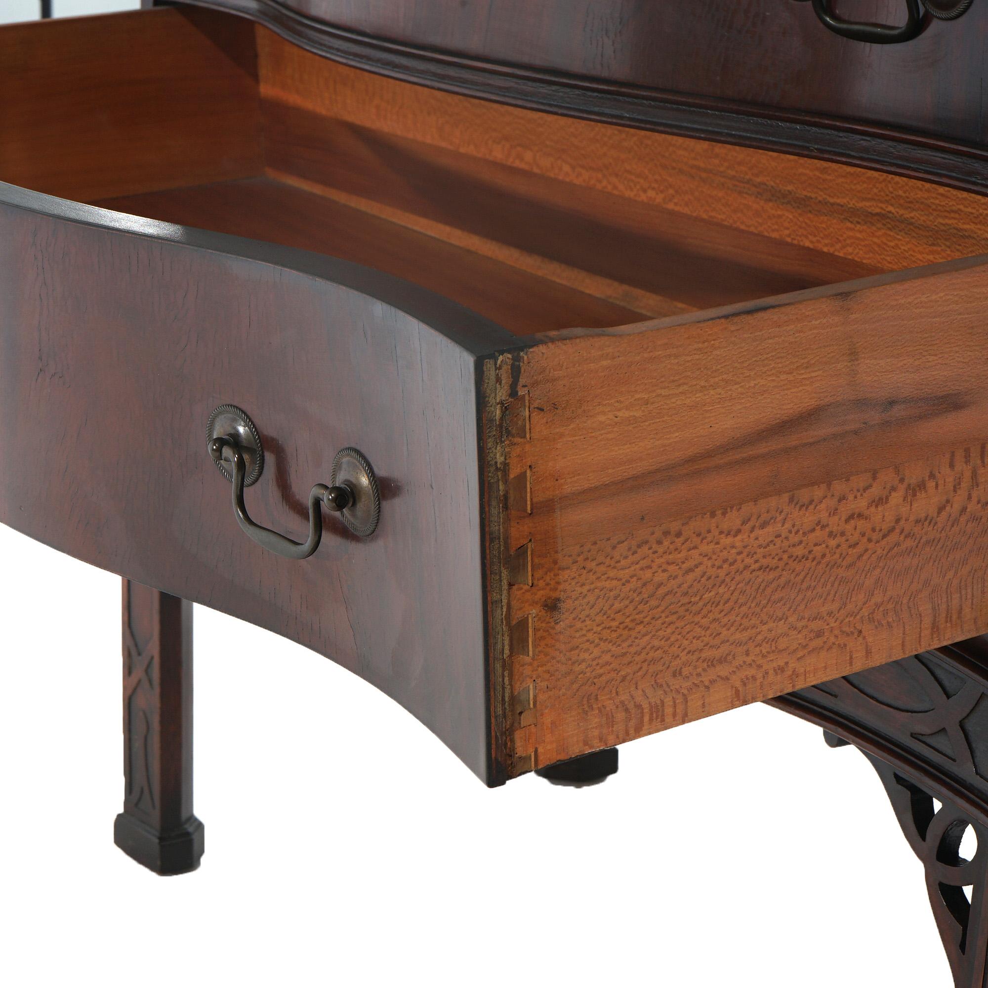 Antique Chinese Chippendale Mahogany Server with Reticulated Corbels C1930 7