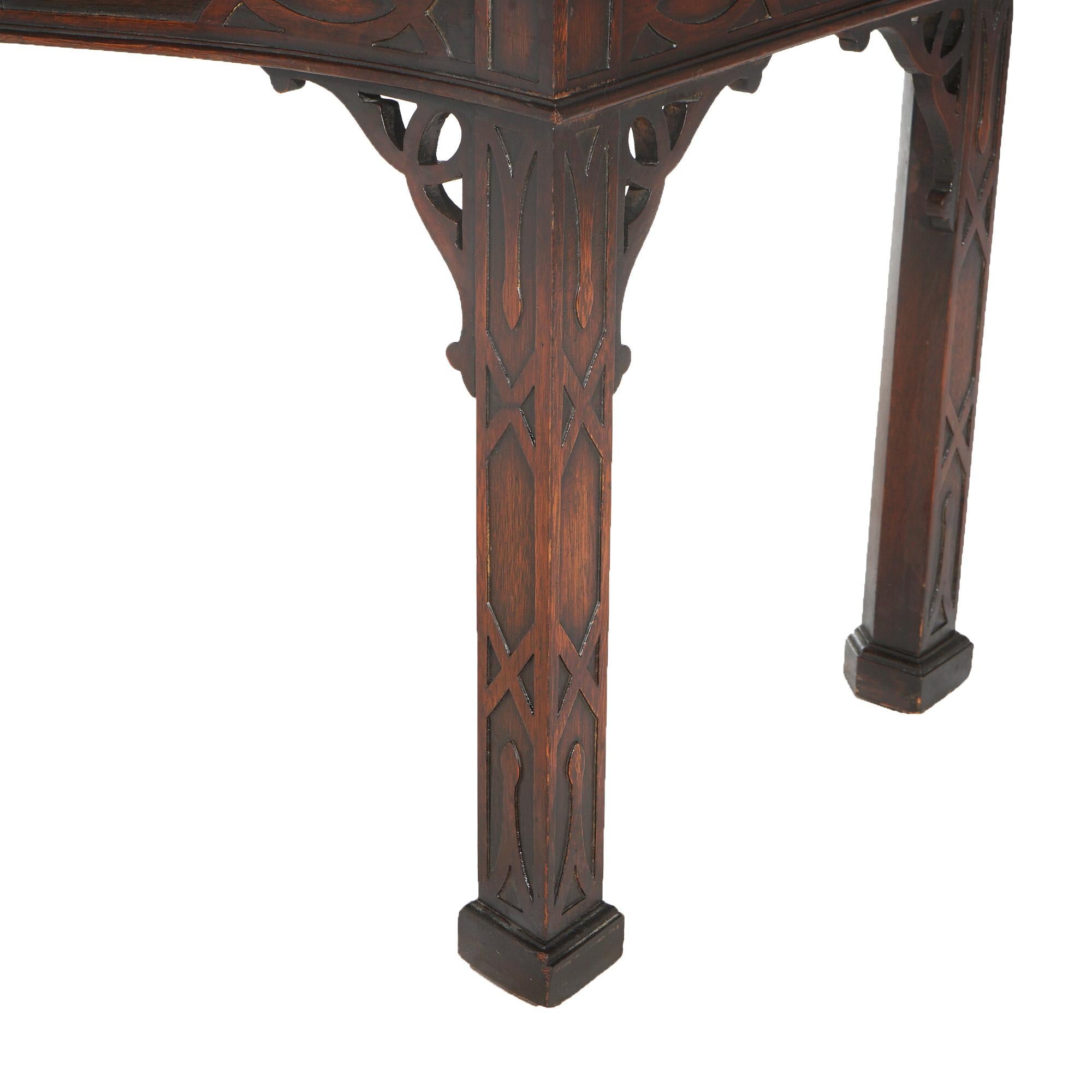 Antique Chinese Chippendale Mahogany Server with Reticulated Corbels C1930 In Good Condition In Big Flats, NY