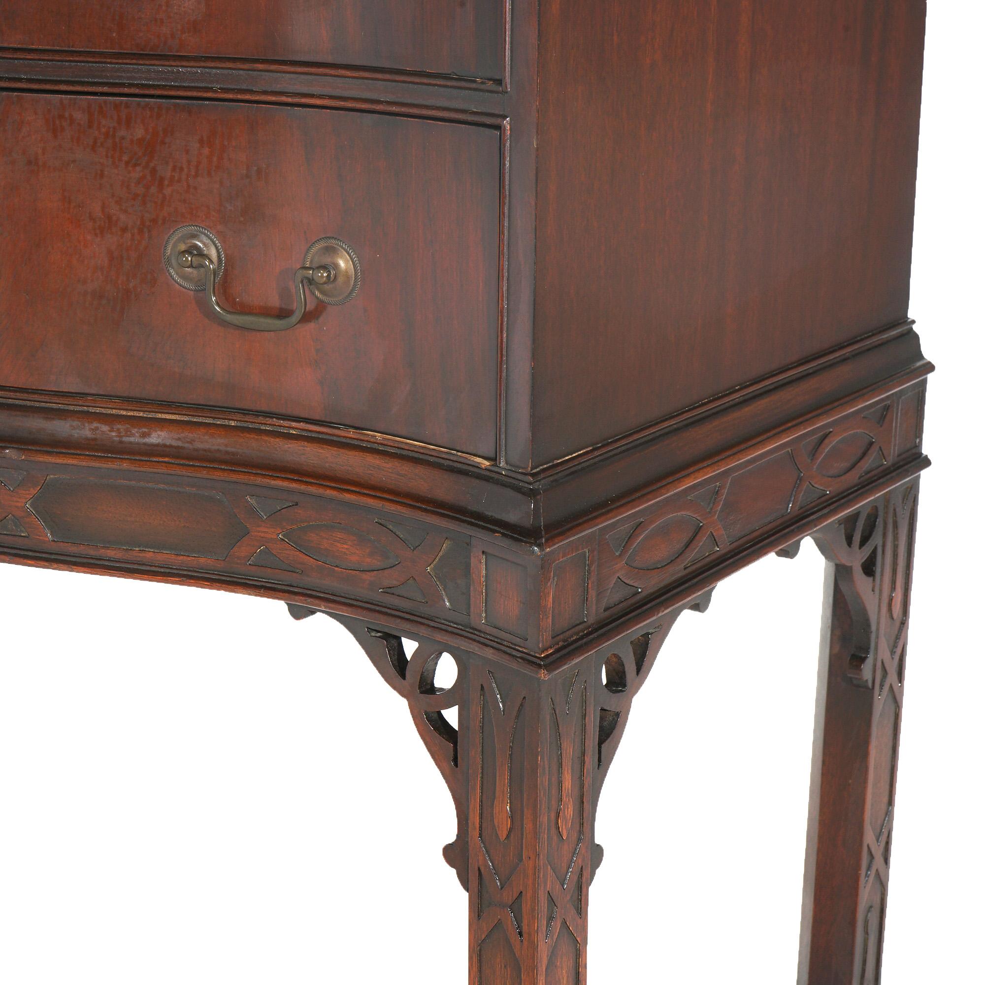 20th Century Antique Chinese Chippendale Mahogany Server with Reticulated Corbels C1930