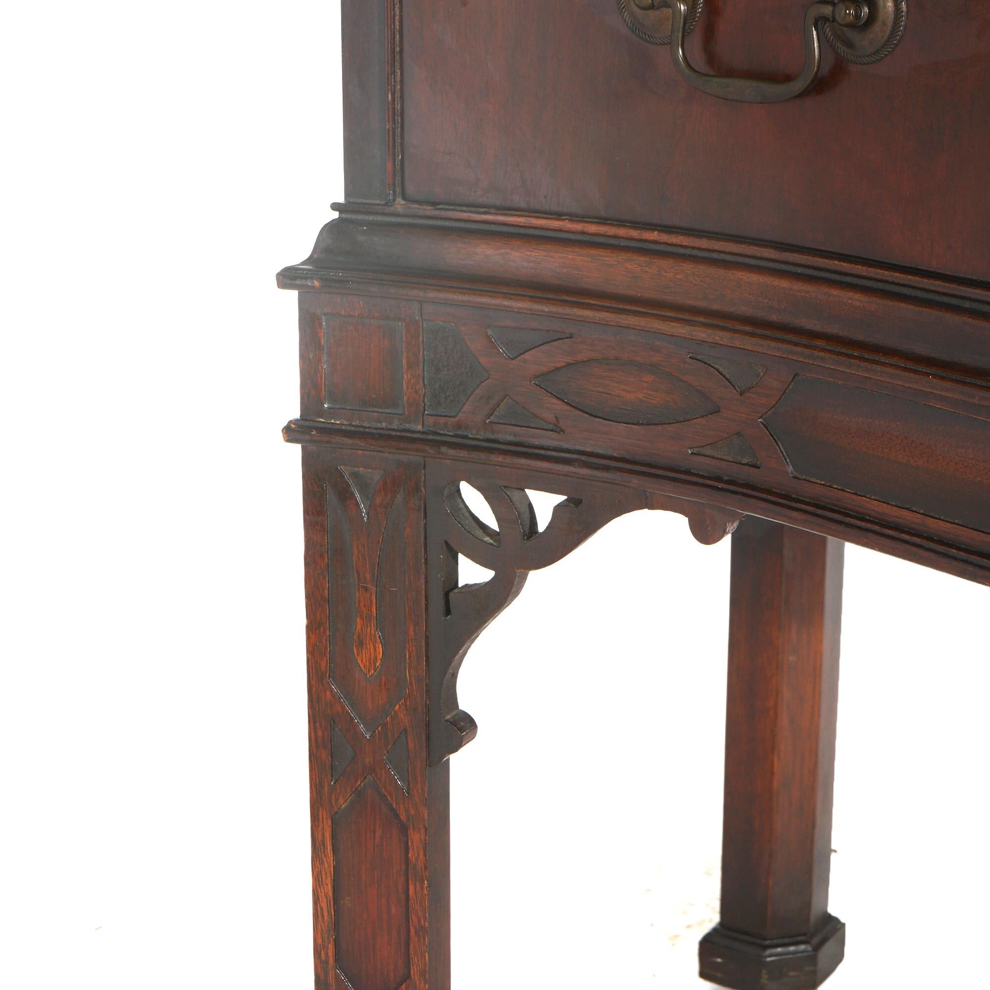 Antique Chinese Chippendale Mahogany Server with Reticulated Corbels C1930 4