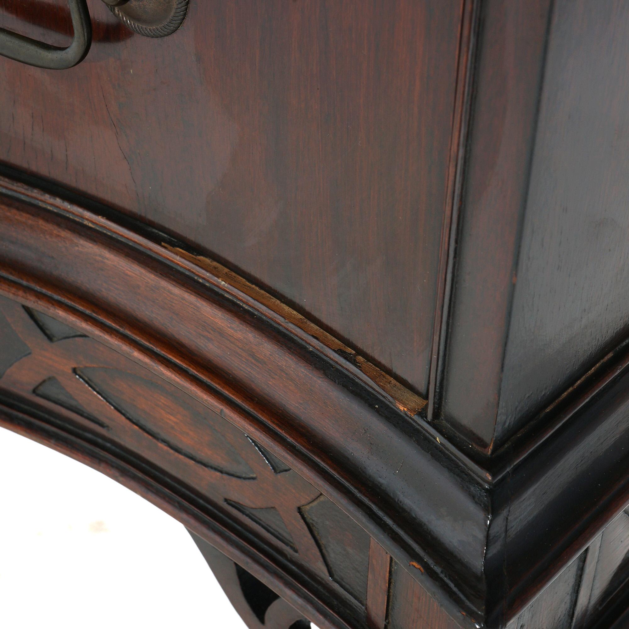 Antique Chinese Chippendale Mahogany Server with Reticulated Corbels C1930 5