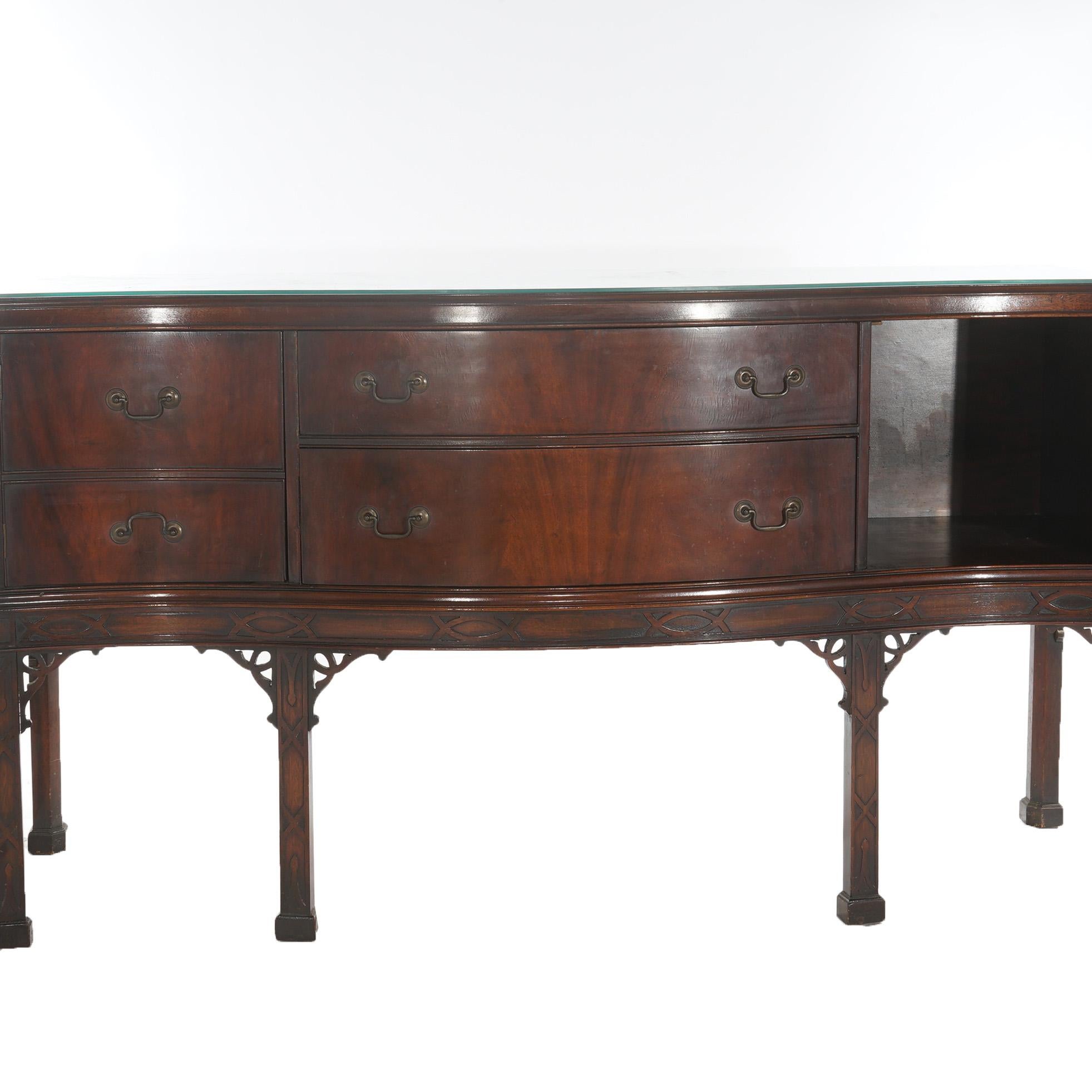 Antica credenza cinese Chippendale in mogano con mensole reticolate C1930 in vendita 6