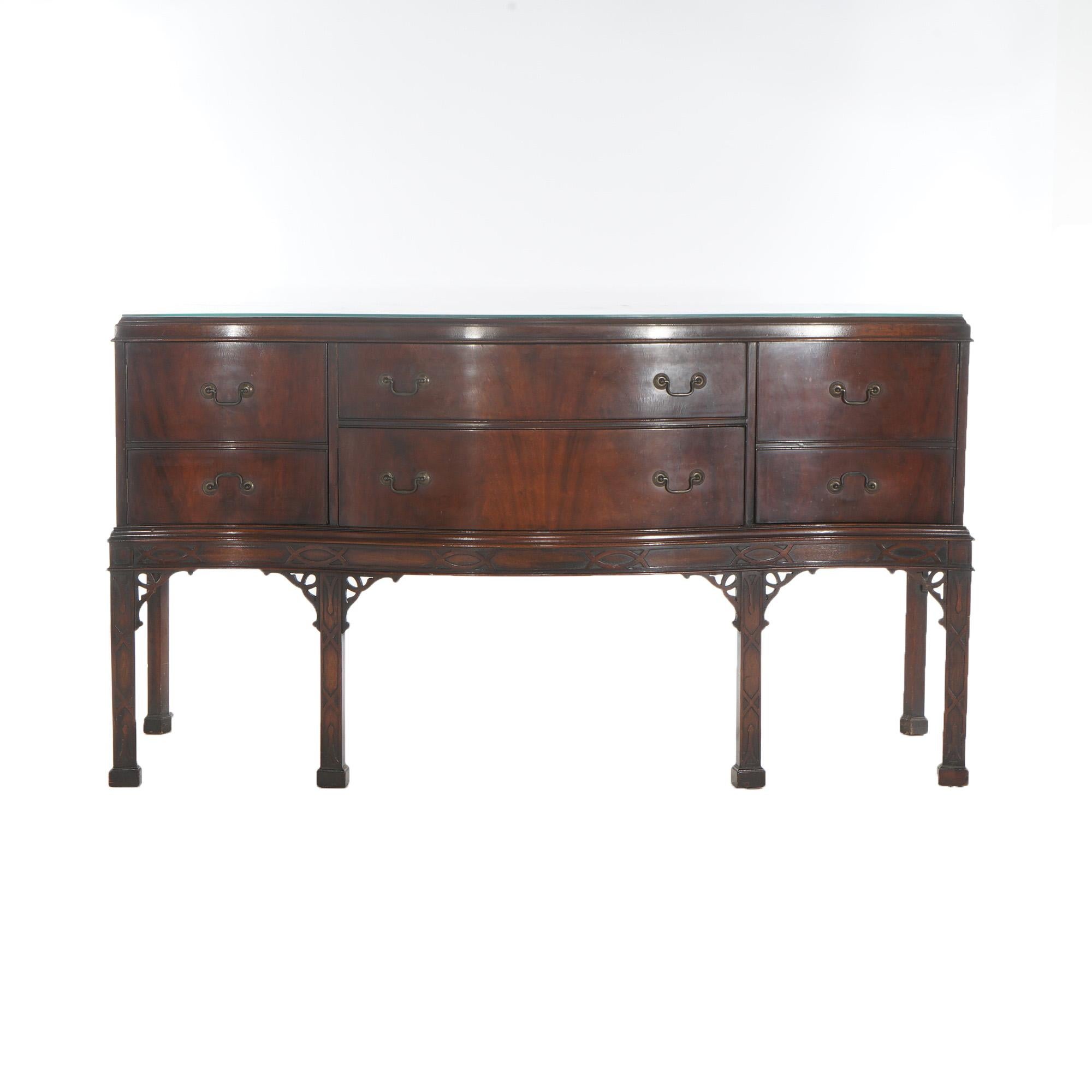 Antica credenza cinese Chippendale in mogano con mensole reticolate C1930 in vendita 7