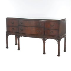 Antique Chinese Chippendale Mahogany Sideboard with Reticulated Corbels C1930