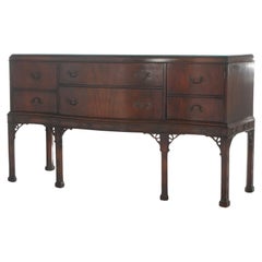 Antique Chinese Chippendale Mahogany Sideboard with Reticulated Corbels C1930