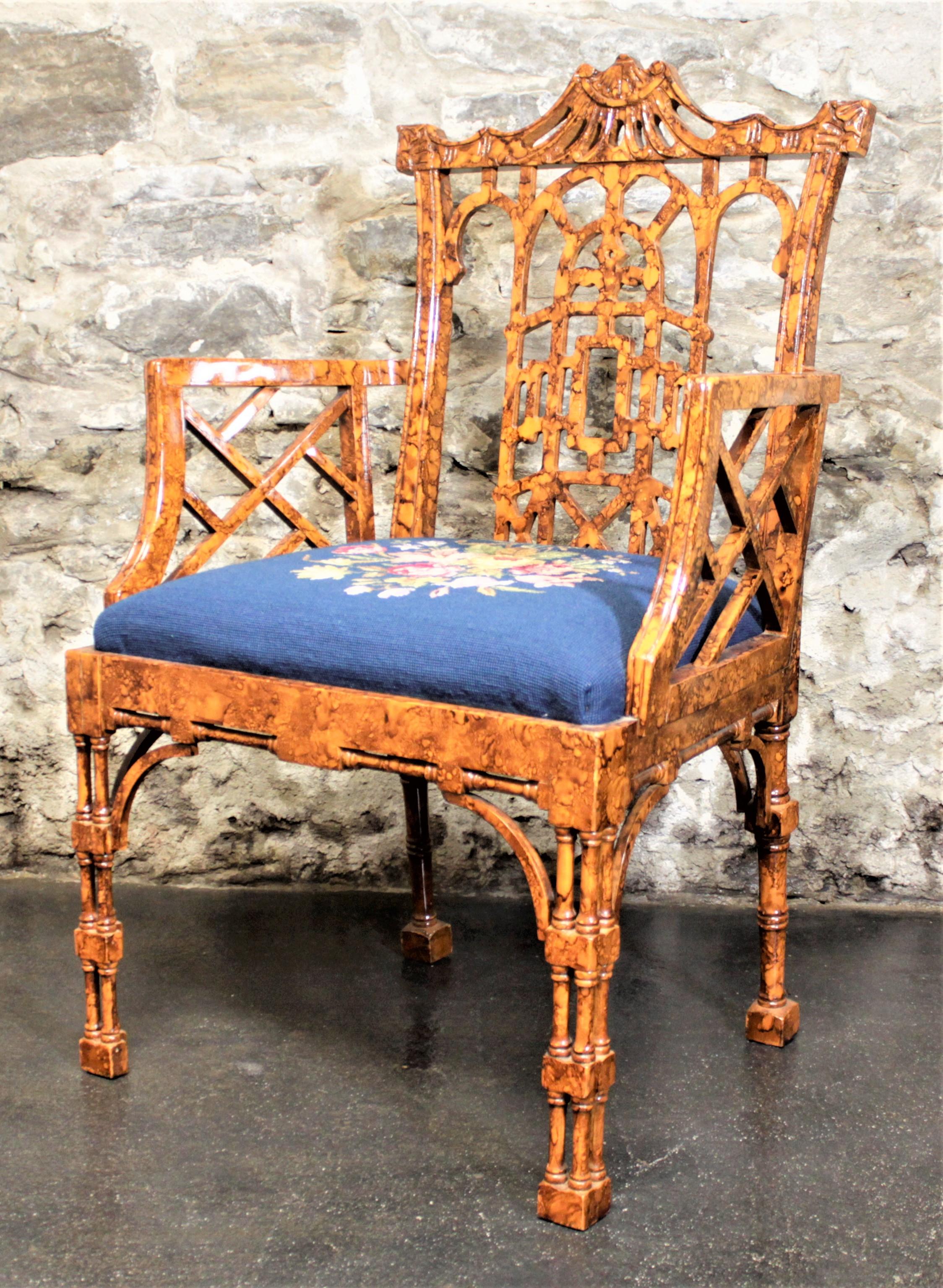 Antiker chinesischer Chippendale- oder Boho-Stil-Akzent- oder Beistellstuhl aus Kunstbambus (Chinese Chippendale) im Angebot