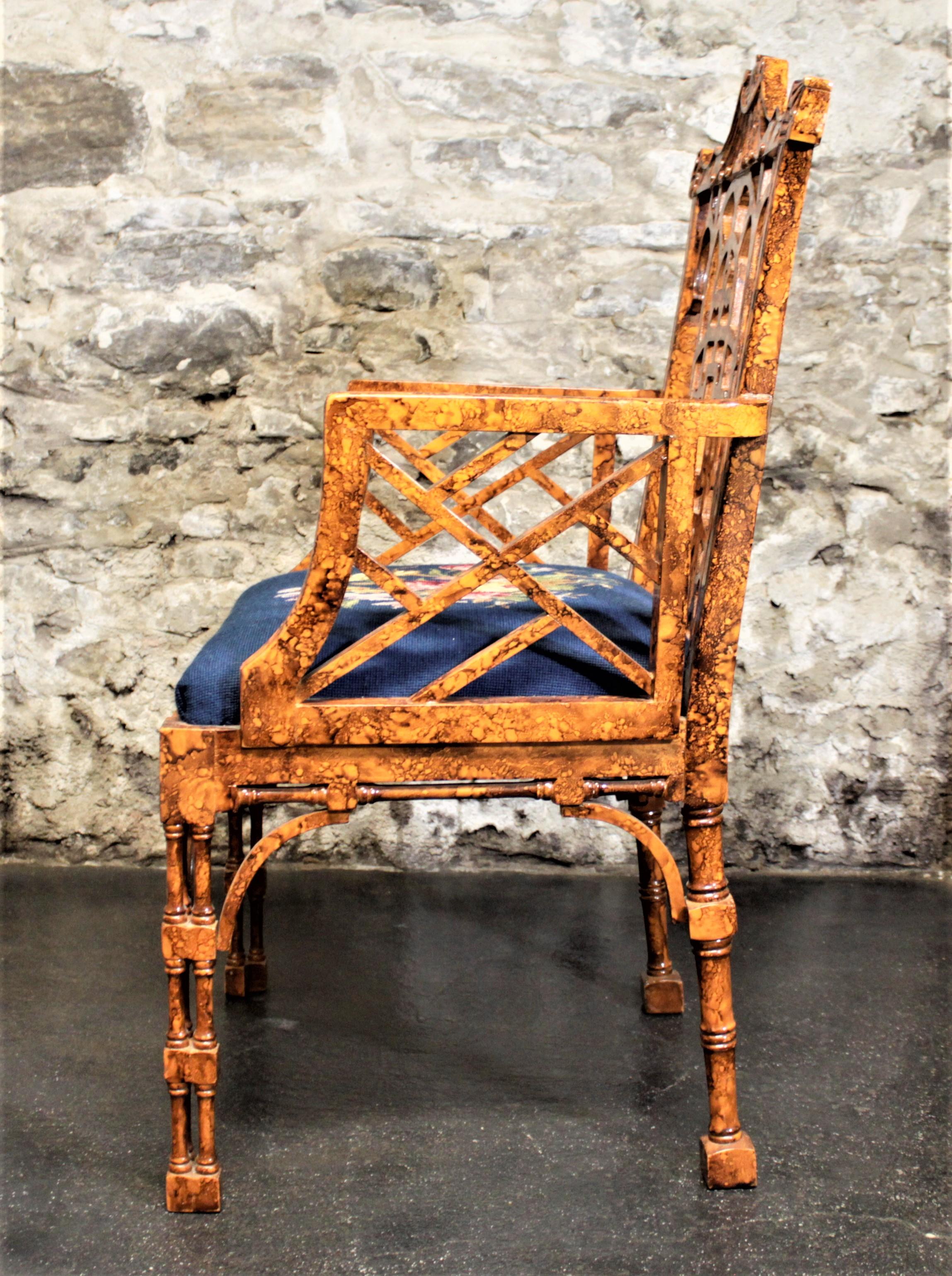 Antiker chinesischer Chippendale- oder Boho-Stil-Akzent- oder Beistellstuhl aus Kunstbambus (Holz) im Angebot