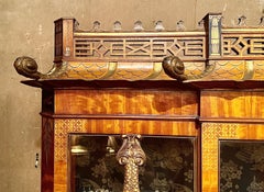 Antique Chinese Chippendale Satinwood and Black Lacquer Vitrine, Circa 1880.