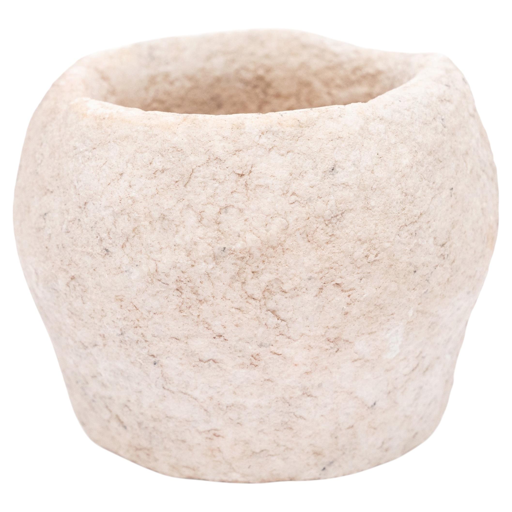 Antique Chinese Chiseled Marble Kitchen Mortar, Early 20th Century For Sale