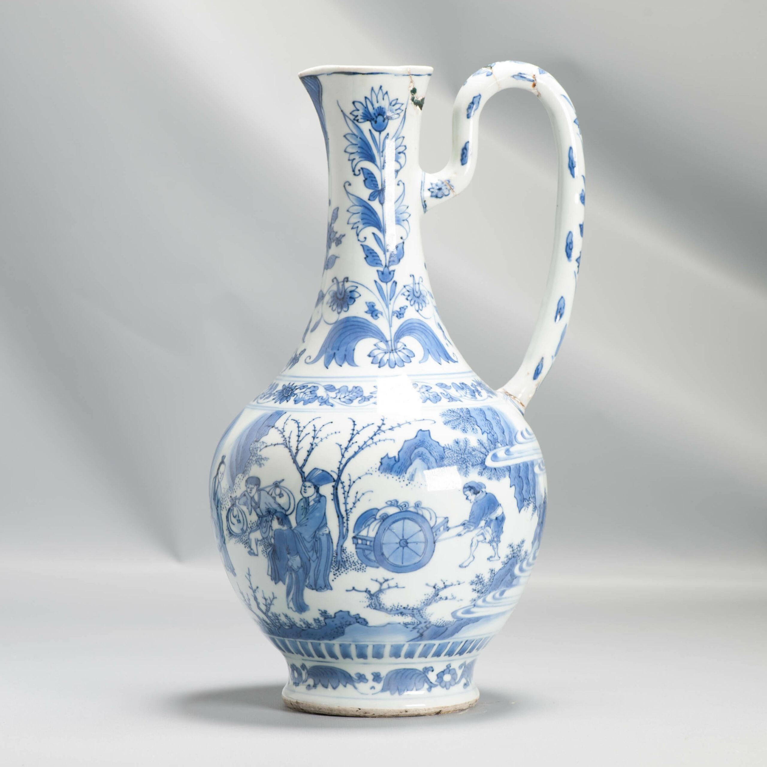 Antica porcellana cinese Chongzhen di transizione, figurata, 17° secolo 7