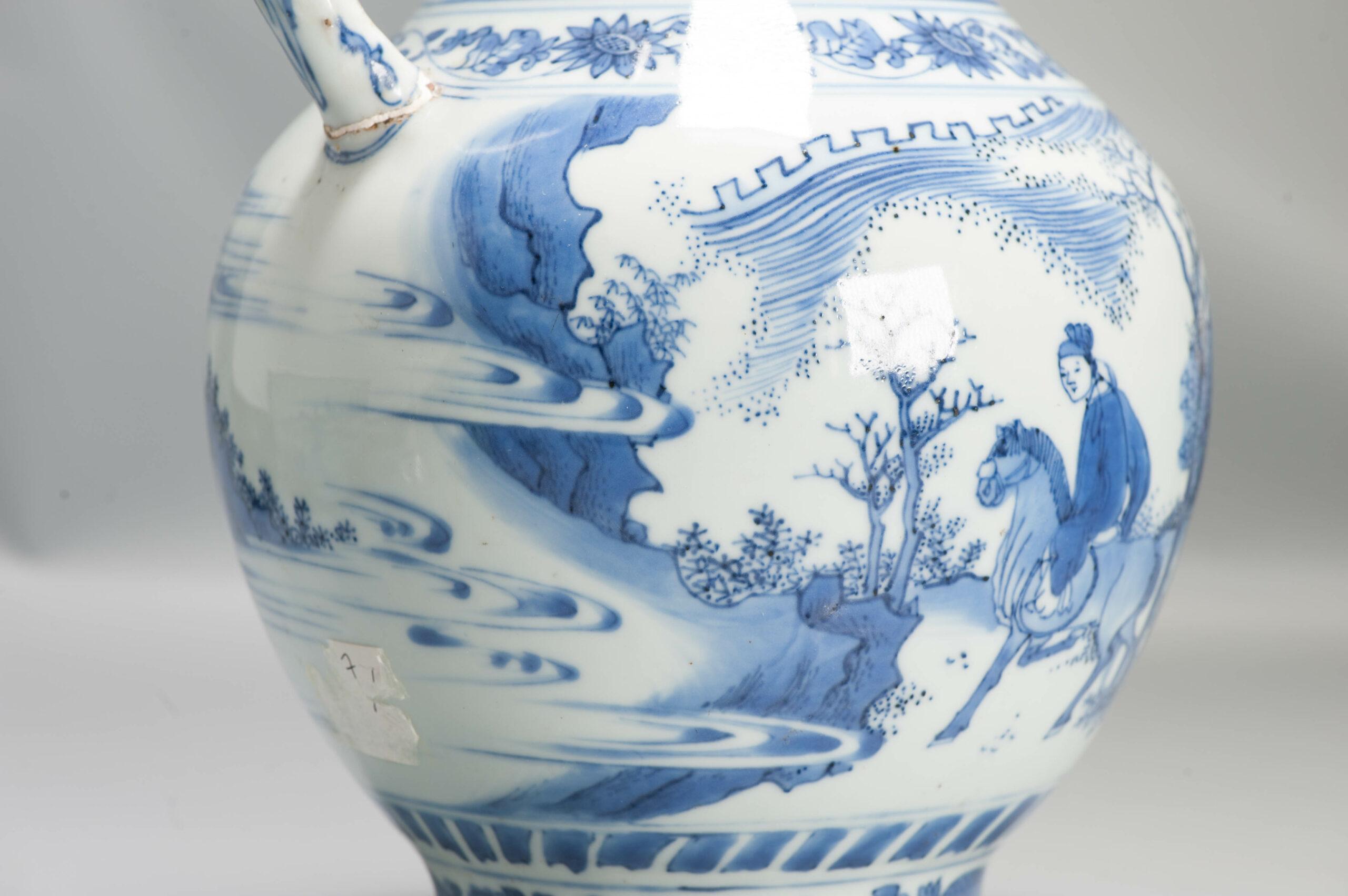 Antica porcellana cinese Chongzhen di transizione, figurata, 17° secolo 1