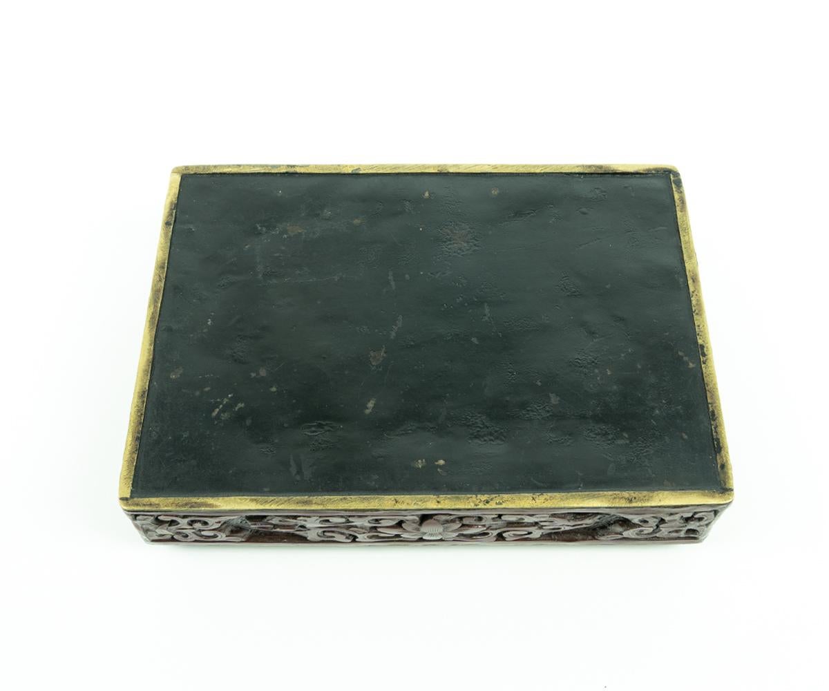 Antique Chinese Cinnabar Box with Lid For Sale 4