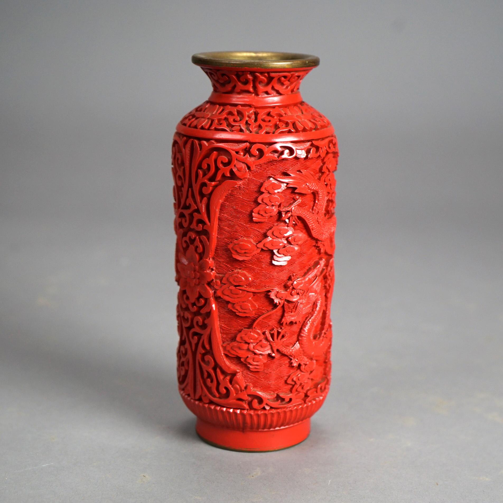 Antique Chinese Cinnabar Dragon Vase Circa 1920

Measures - 8