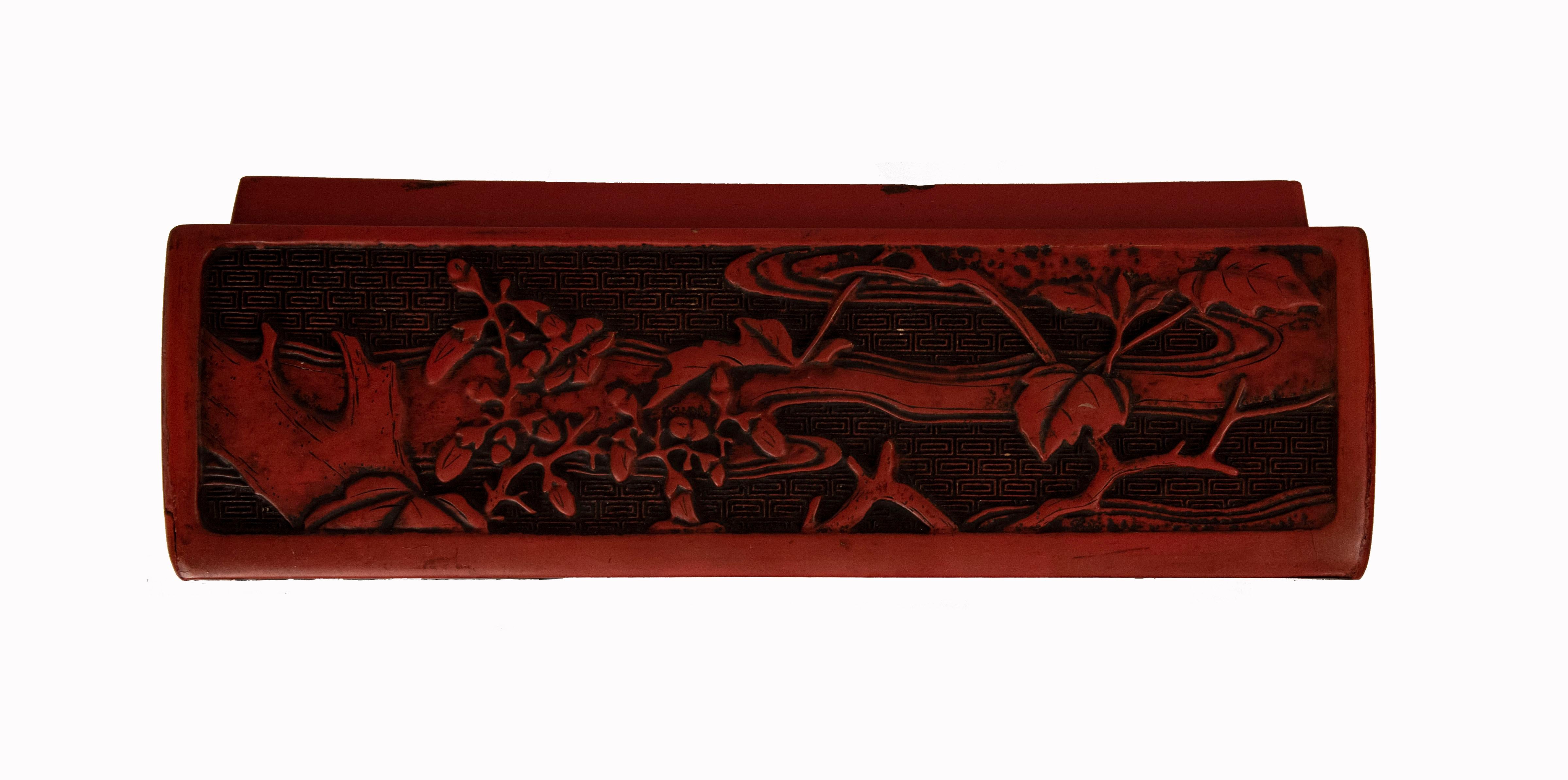 Early 20th Century Antique Chinese Cinnabar Lacquer Rectangular Lidded Box
