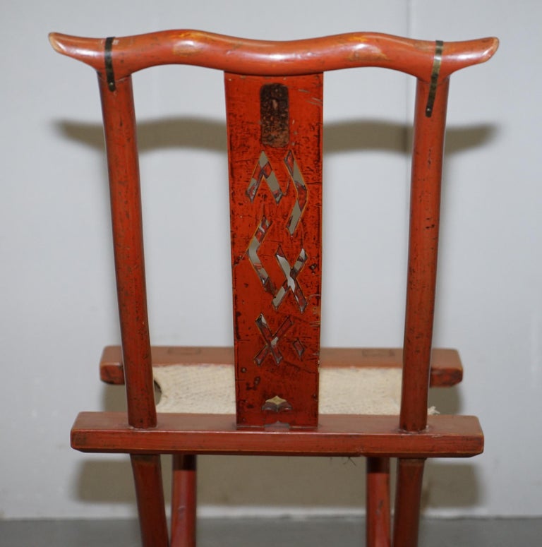 Antique Chinese circa 1900-1920 Export Folding Occasional Chair Nice Carvings For Sale 8