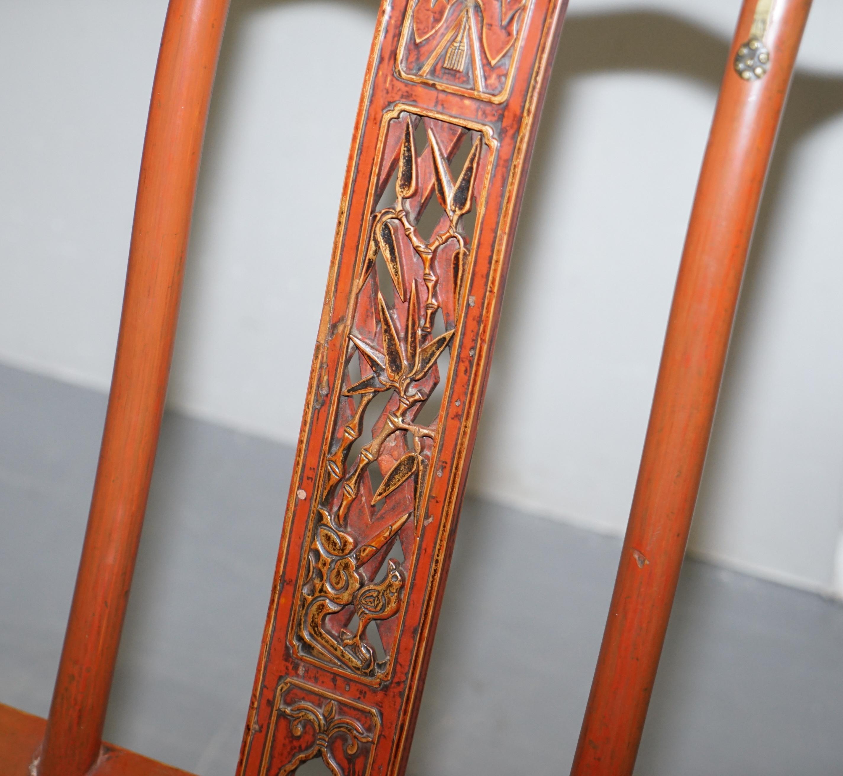 Early 20th Century Antique Chinese circa 1900-1920 Export Folding Occasional Chair Nice Carvings For Sale